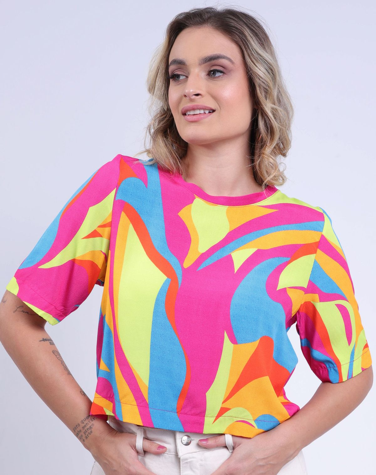 Blusa Ampla Feminina Estampada pink - p