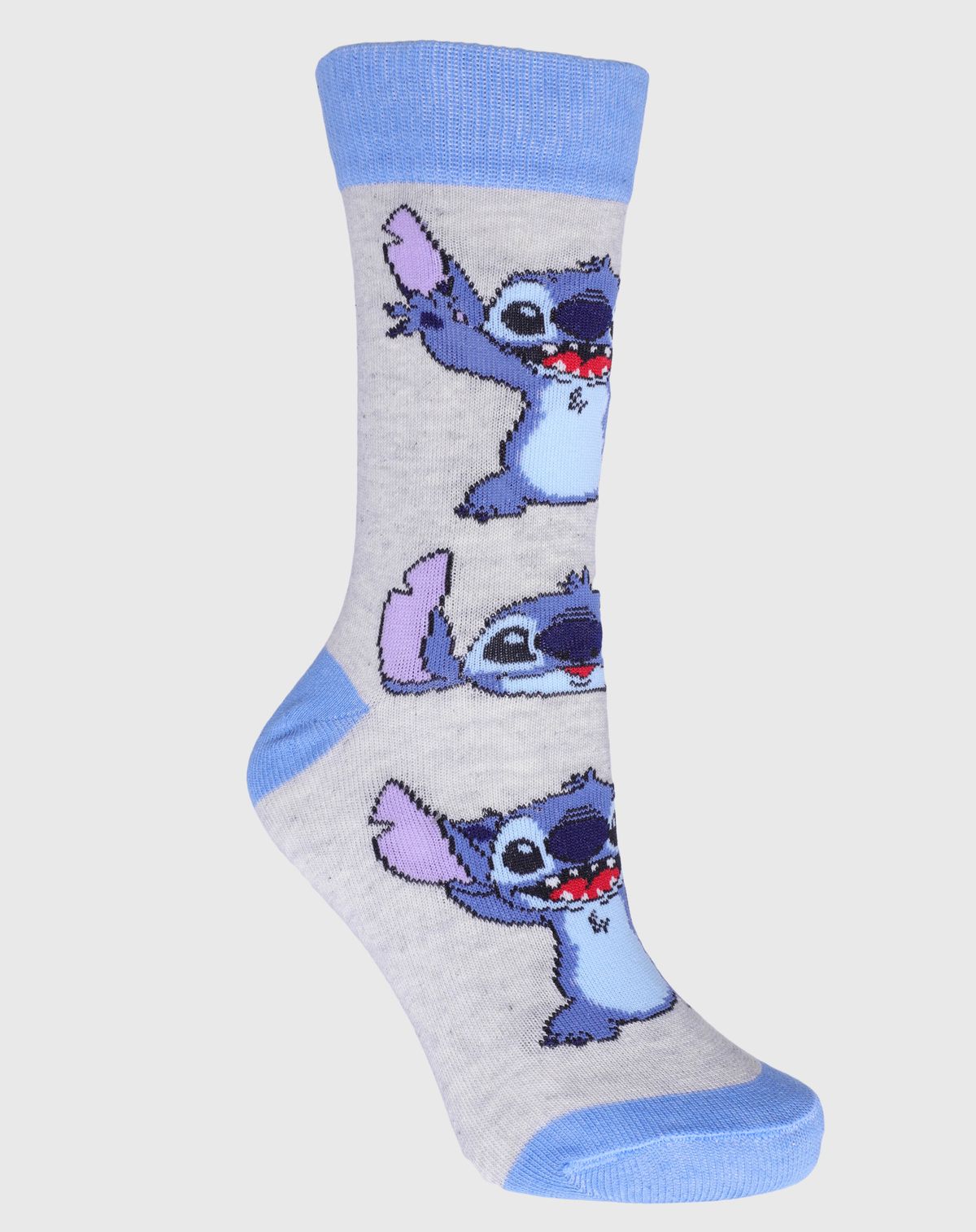 Meia Disney Divertida Feminina Stitch cinza/azul - u