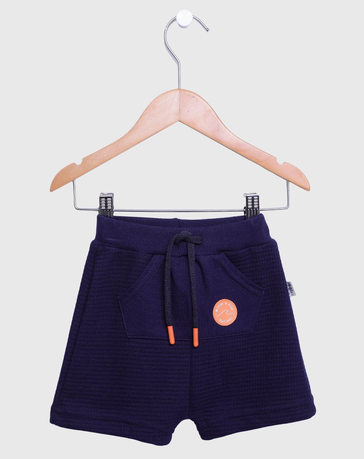 Short Saruel Bebê Menino Bolso Canguru marinho - m