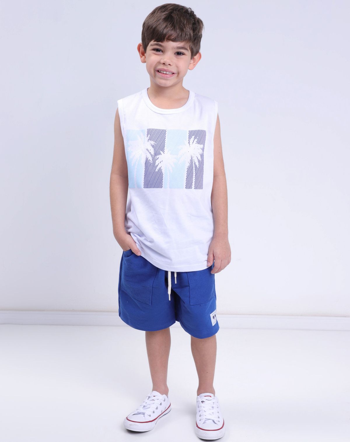 Conjunto Infantil Menino Estampa Tropical - Tam. 4 a 8 Anos branco - 4