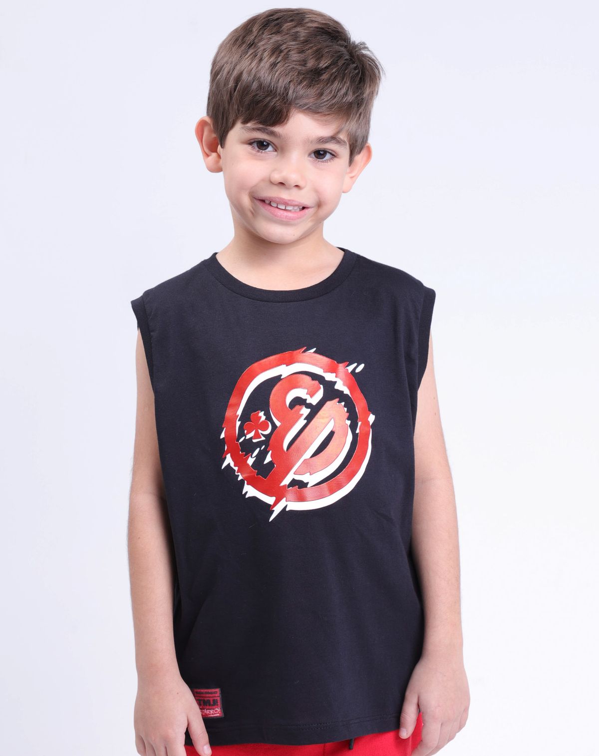 Camiseta Regata Infantil Menino Estampa Enaldinho preto - 4