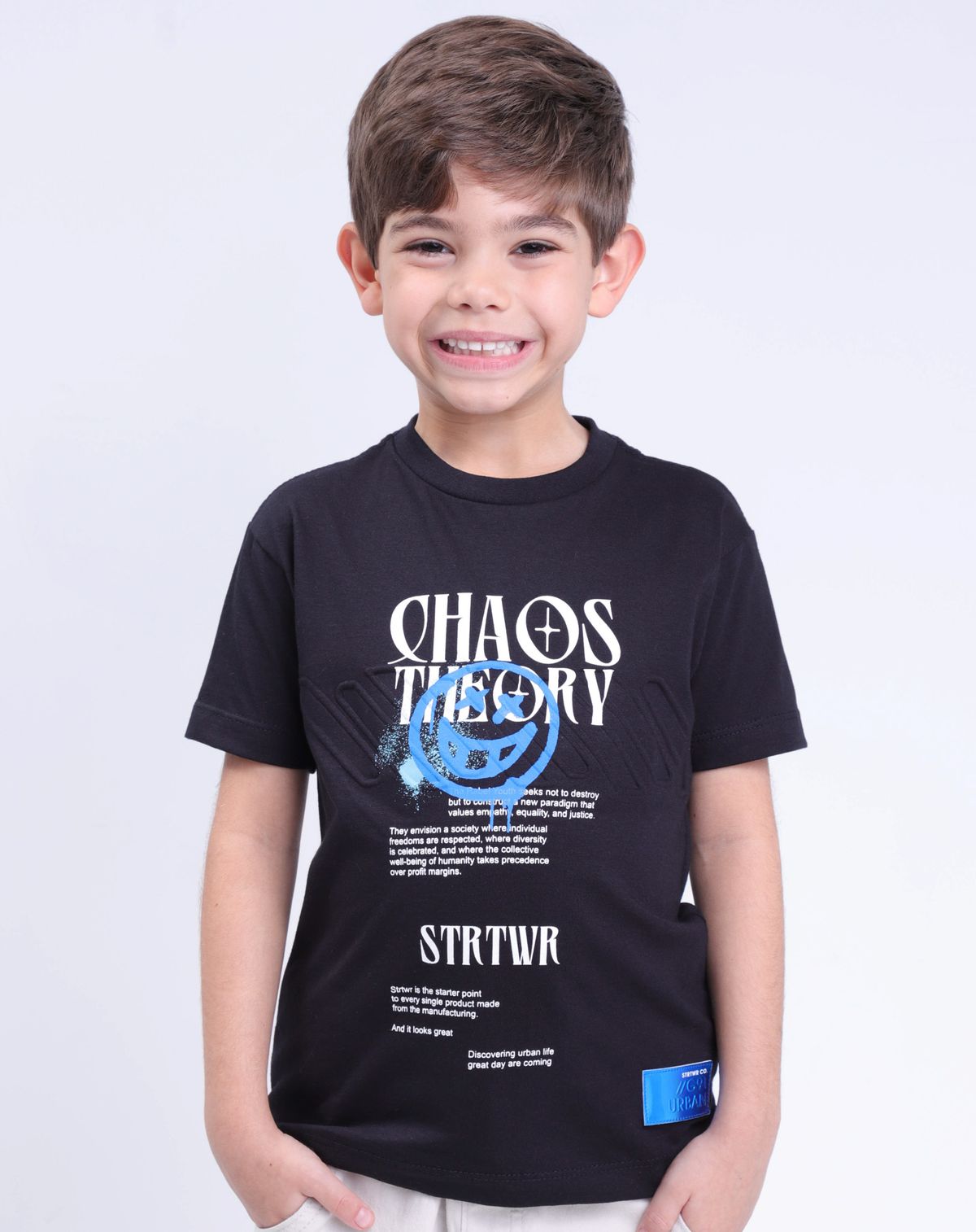 Camiseta Manga Curta Infantil Menino Estampada - Tam. 4 A 8 Anos preto - 4