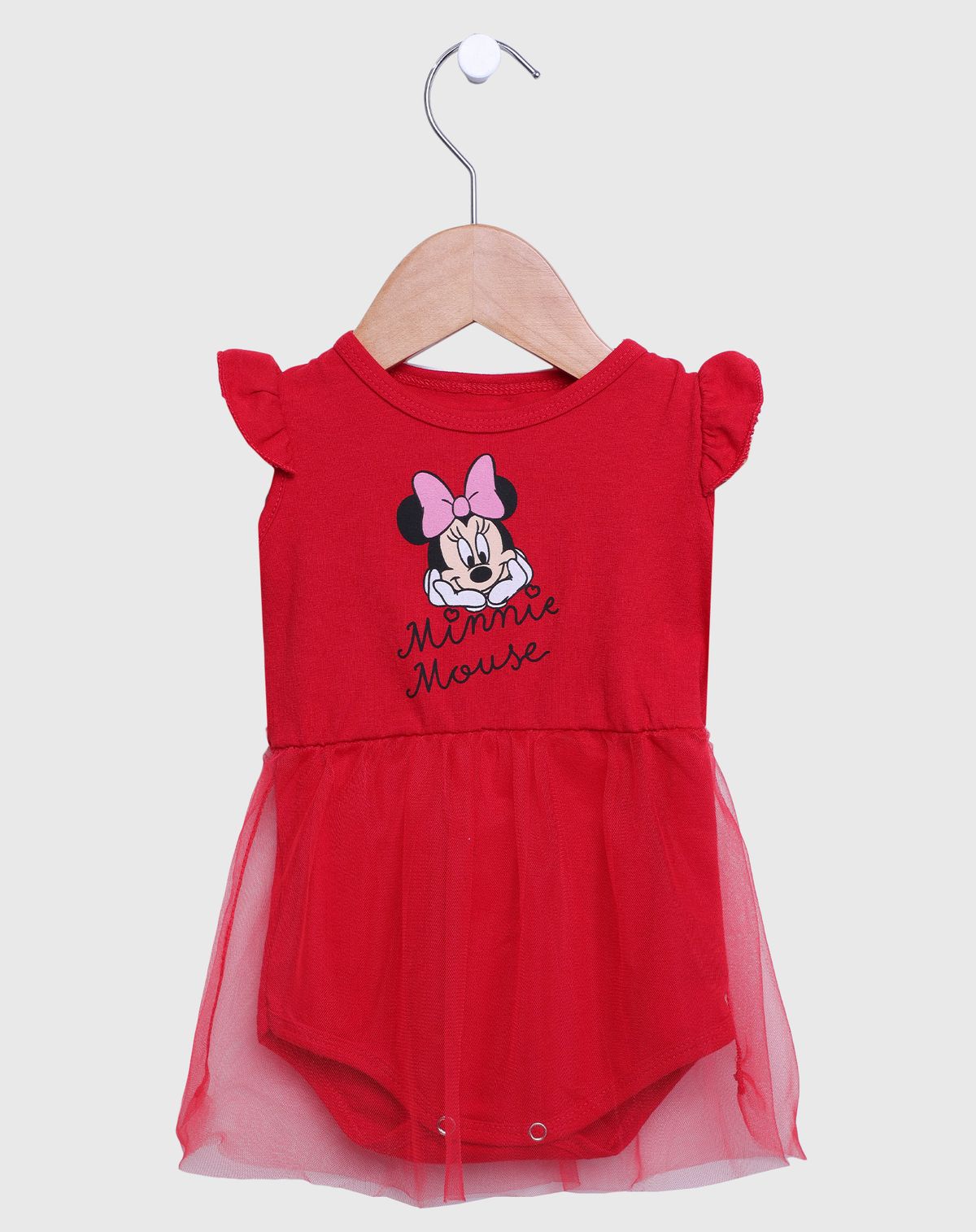 Body Bebê Menina Minnie Mouse Com Saia Tule vermelho - p