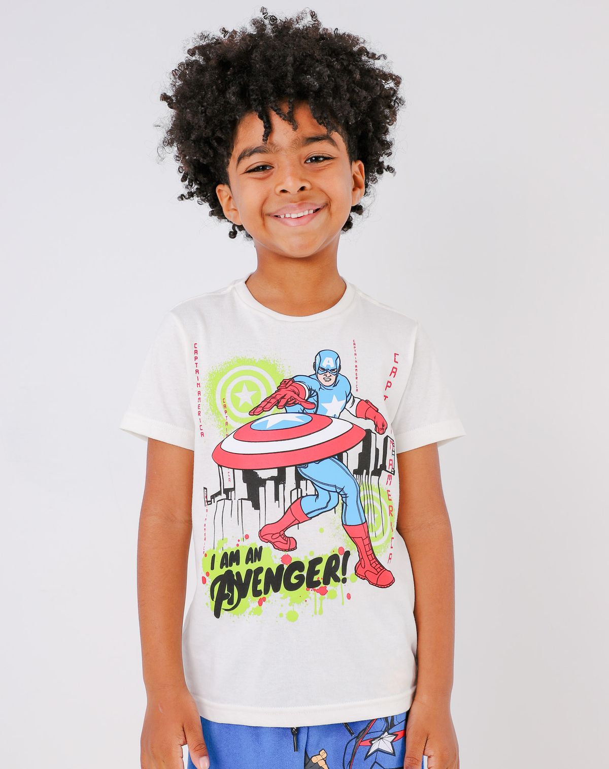 Camiseta Infantil Menino Manga Curta Os Vingadores - Tam. 4 A 8 Anos off white - 6