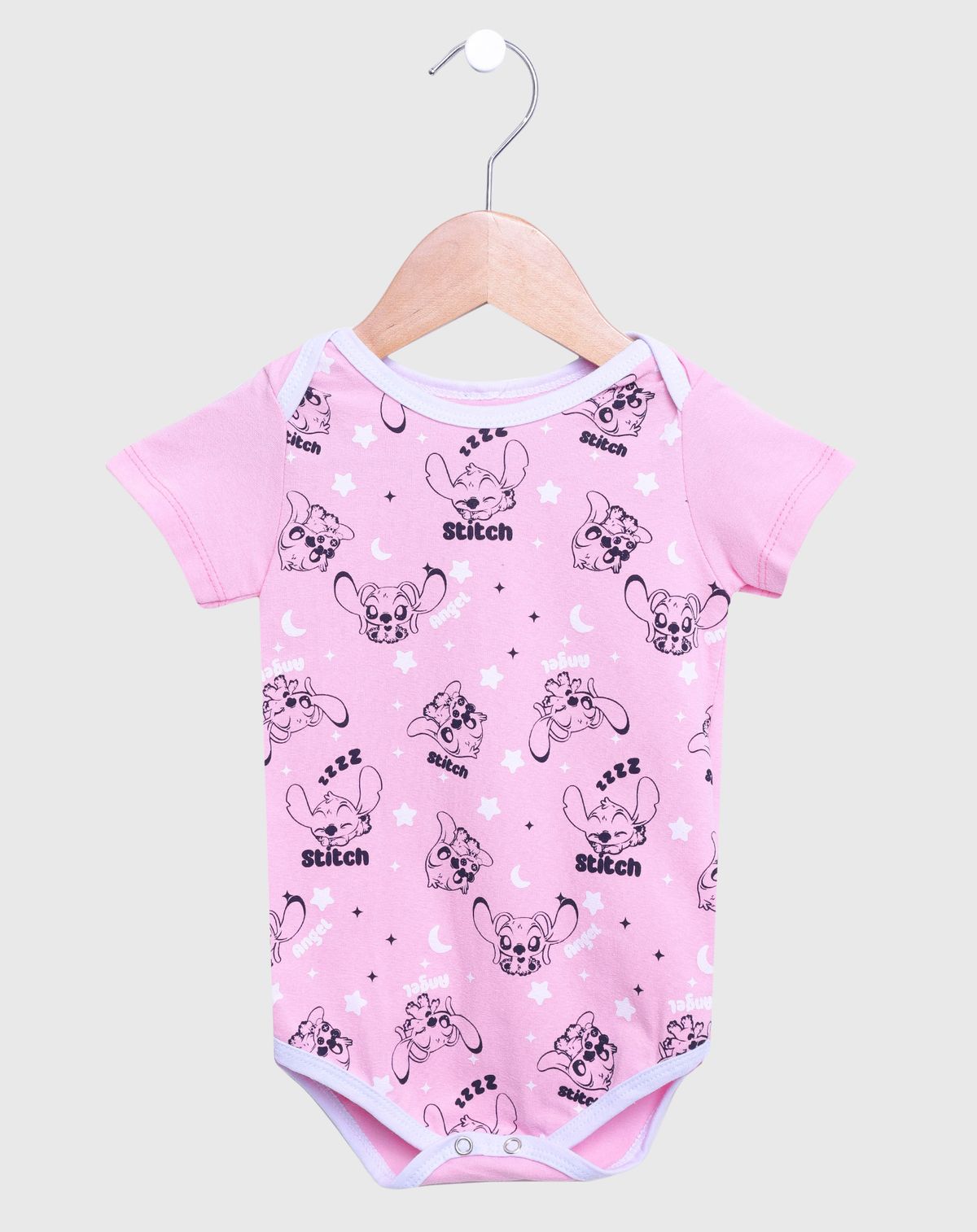 Body Infantil Disney Menina Stitch rosa - p