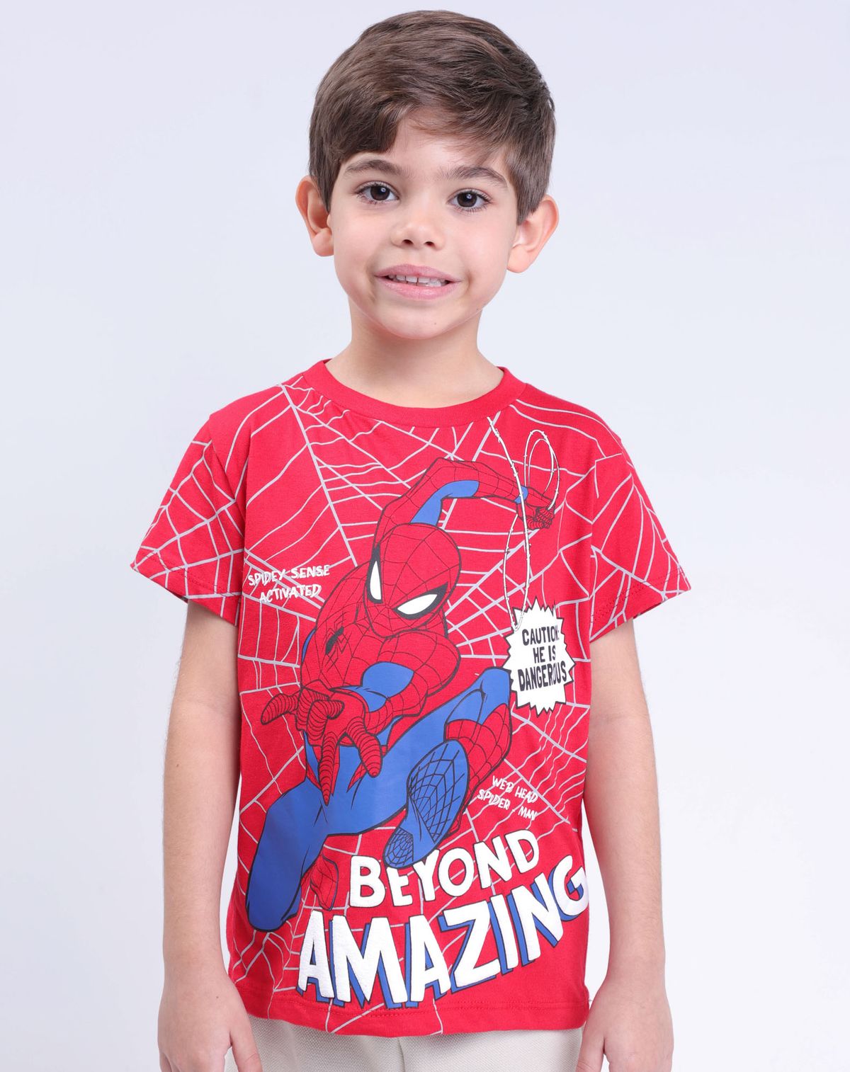 Camiseta Manga Curta Infantil Homem Aranha - Tam. 4 A 8 Anos vermelho - 12