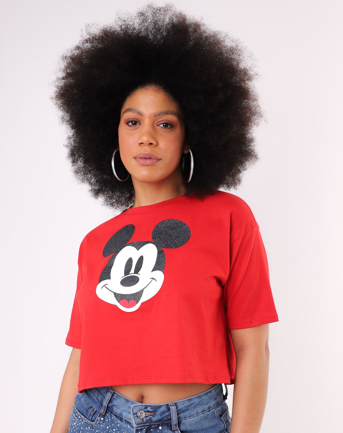 Camiseta Manga Curta Feminina Estampa Mickey Mouse vermelho - p