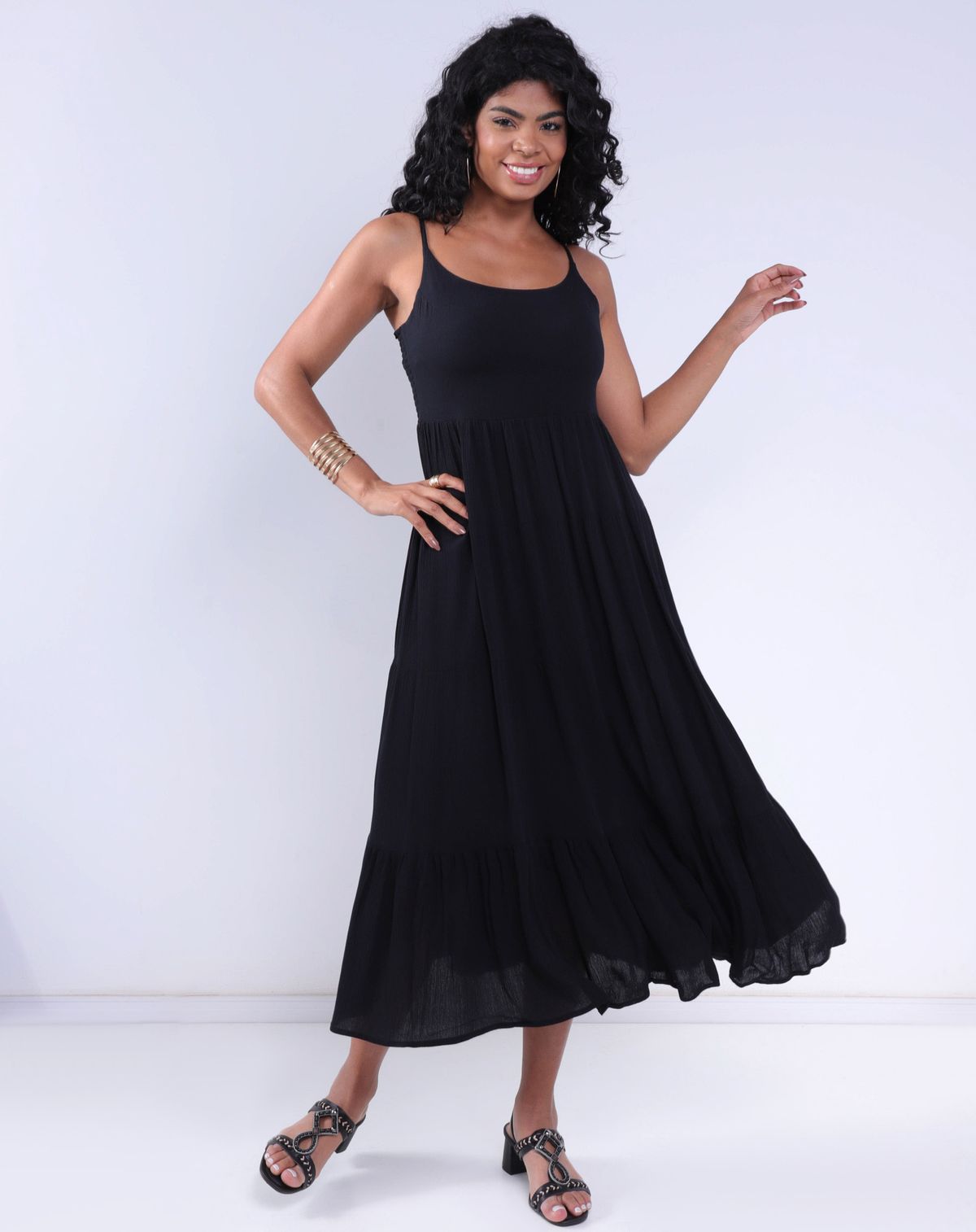 Vestido Feminino Midi Três Marias preto - p