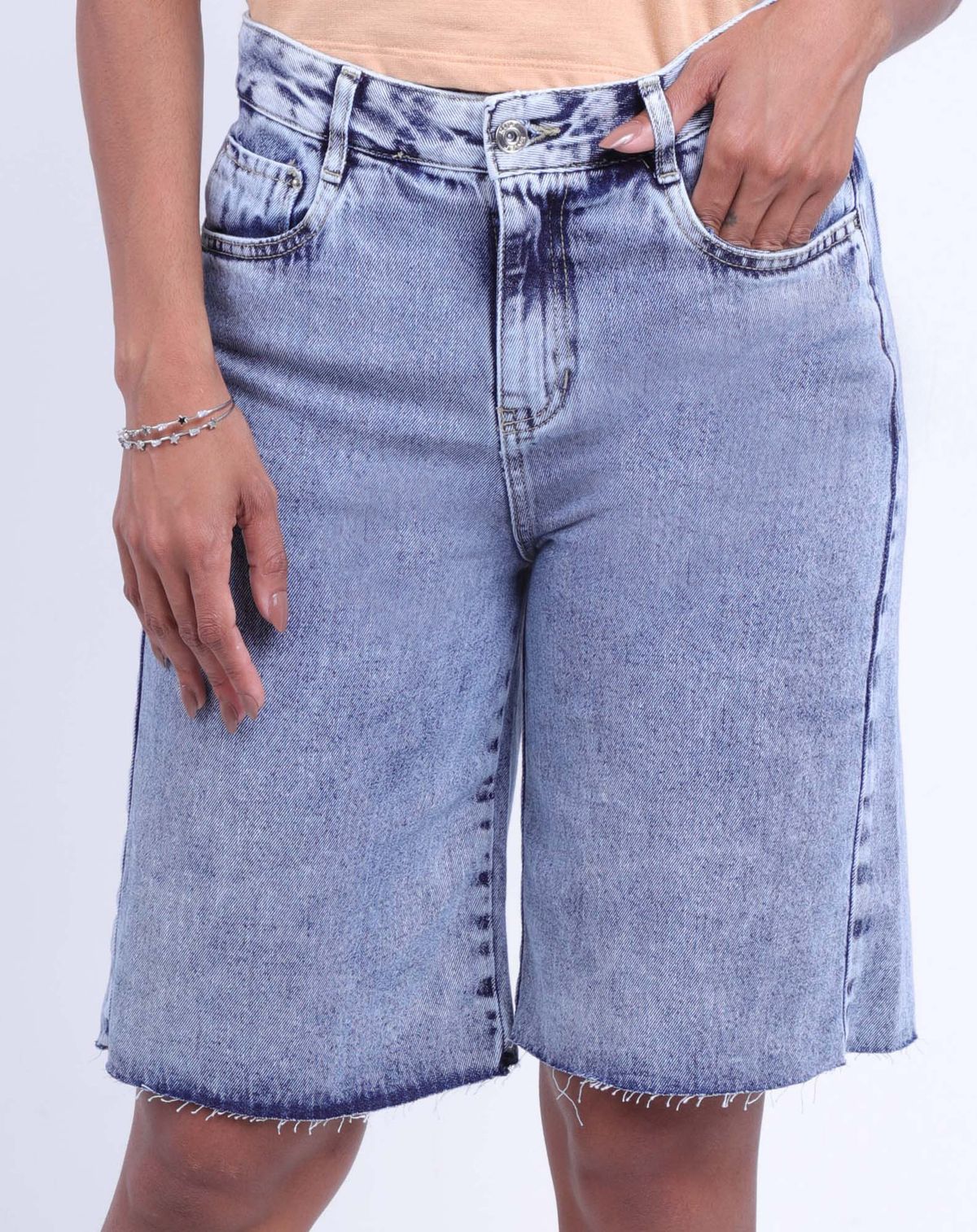 Bermuda Jorts Jeans Feminino Estonado jeans mÉdio - 36