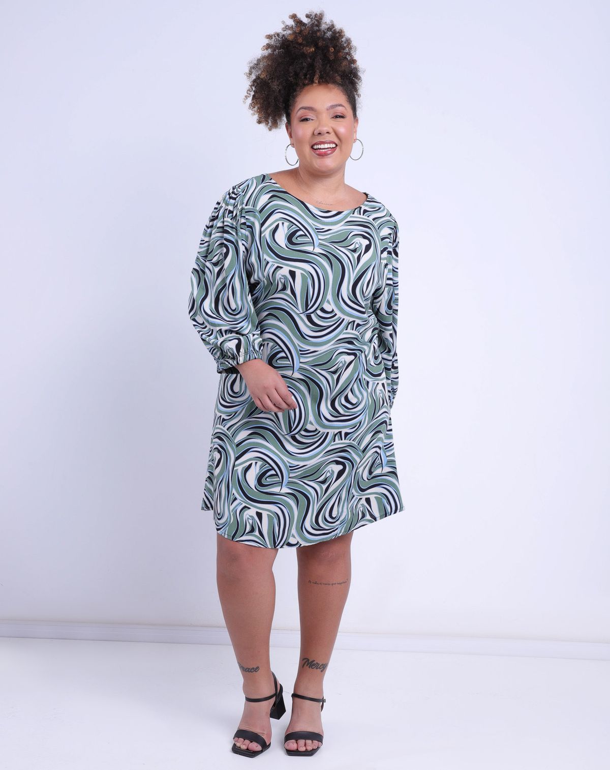 Vestido Feminino Plus Size Midi Estampa Coqueiro estampado - g1