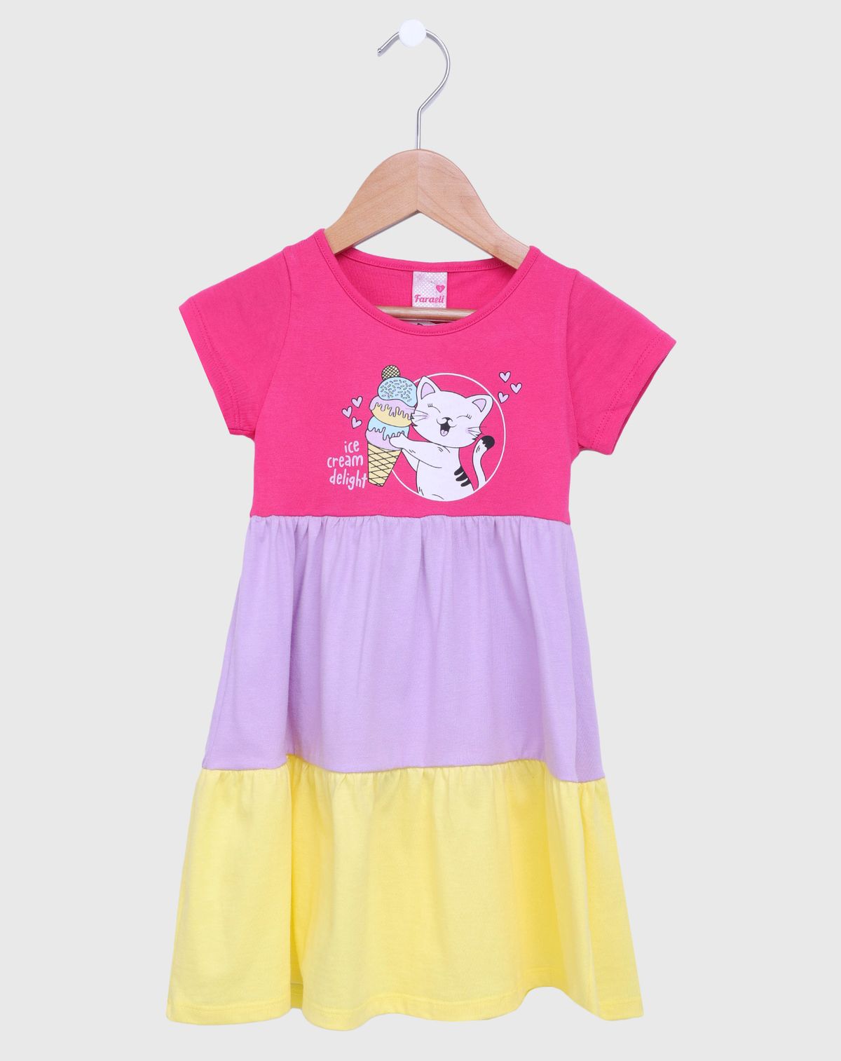 Vestido Menina Três Marias Infantil Estampado pink - 1