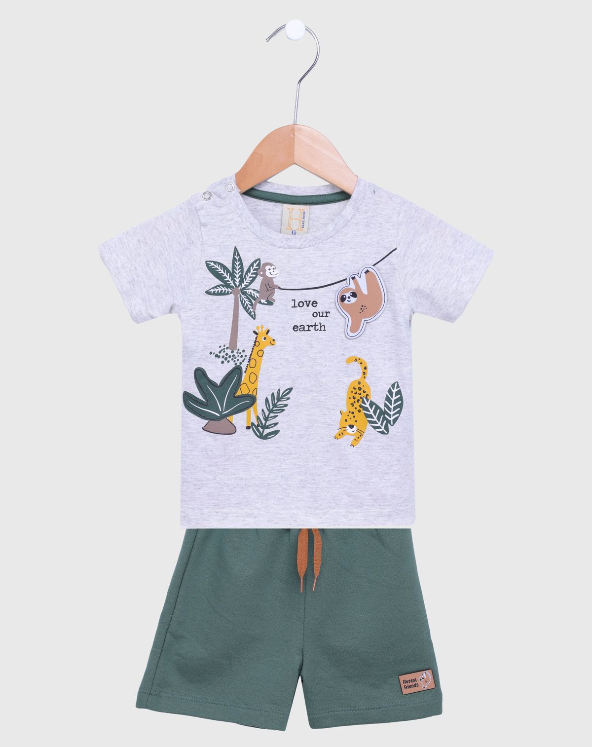 Conjunto Curto Bebê Menino Estampa Selva mescla - p