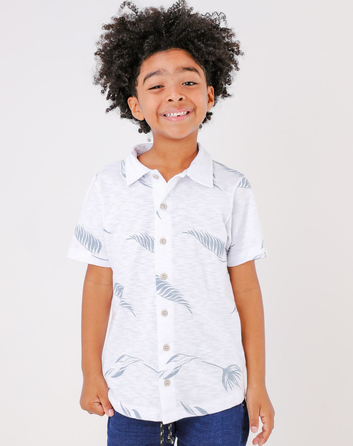 Camisa Manga Curta Infantil Menino Estampada - Tam 4 a 8 Anos branco - 4