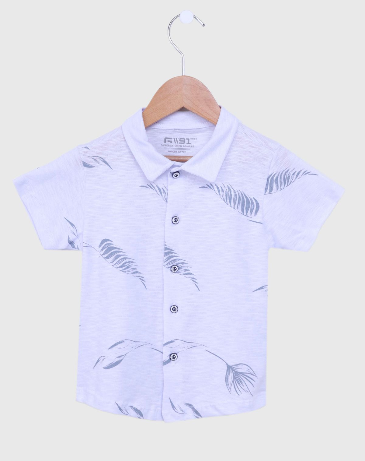 Camisa Infantil Menino Estampa Folhagens - Tam. 1 A 3 Anos branco - 1