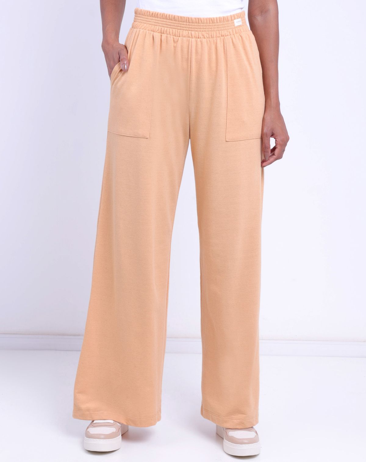 Calça Moletom Feminina Pantalona bege - p