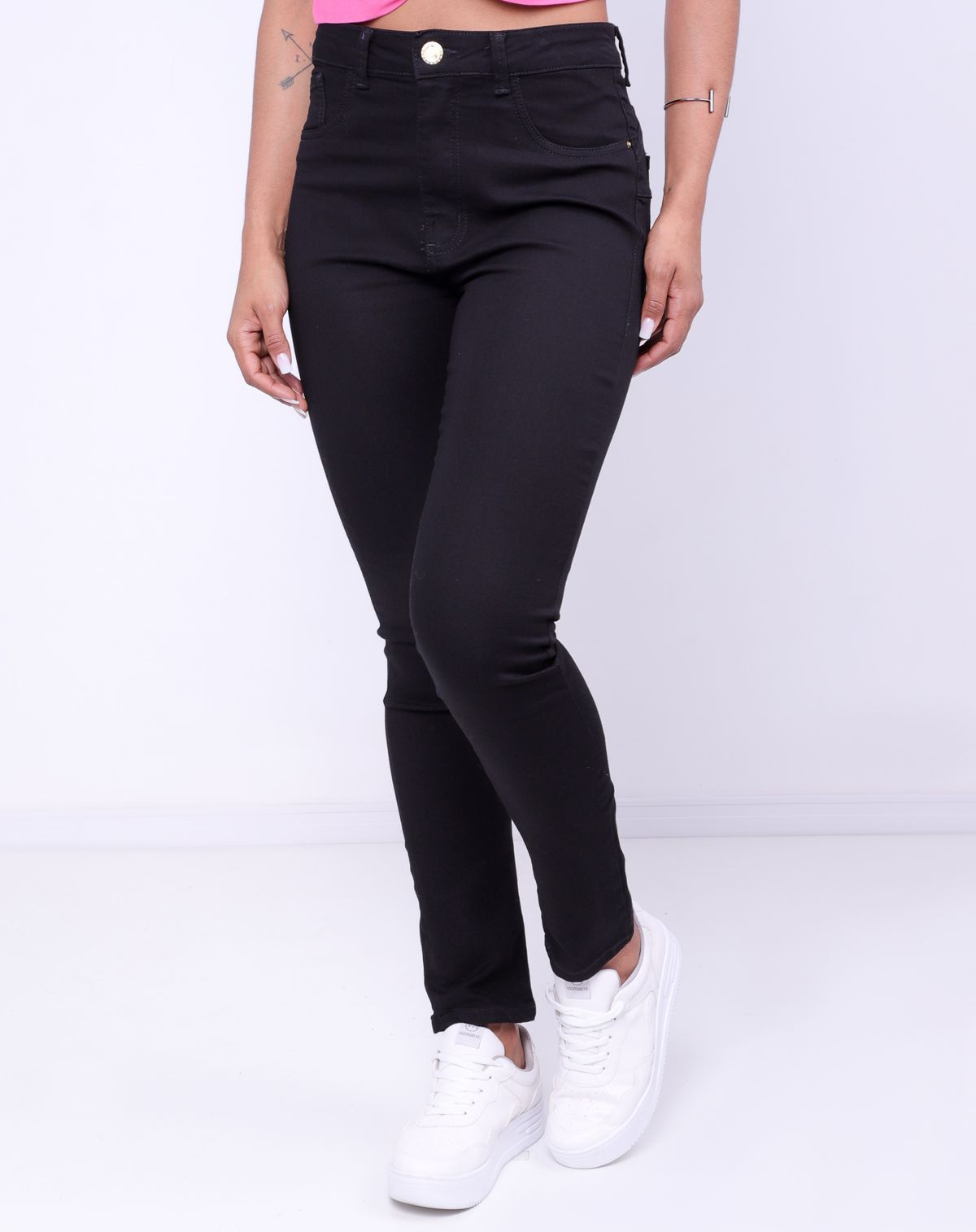 Calça Skinny Feminina Jeans Black preto - 36