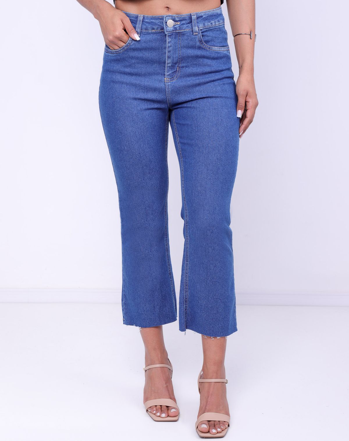 Calça Jeans Escura Feminina Sawary Cropped jeans escuro - 36