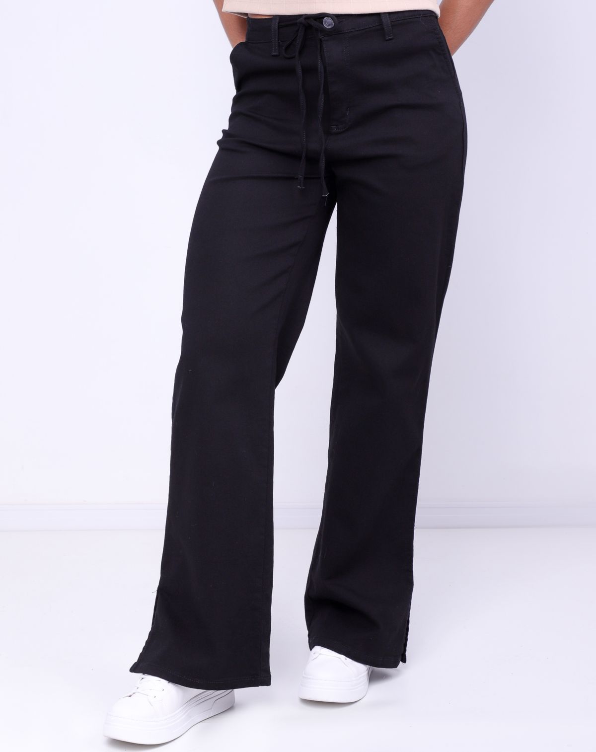 Calça Sarja Feminina Sawary Wide Leg Preta preto - 36