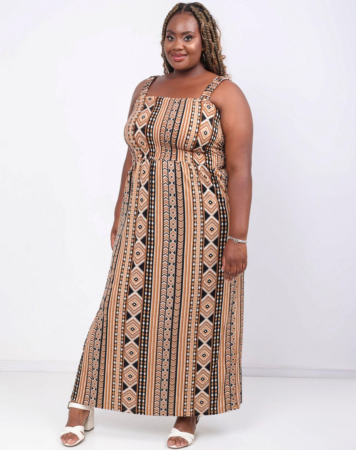 Vestido Midi Feminino Plus Size Estampa Étnica estampado - g1