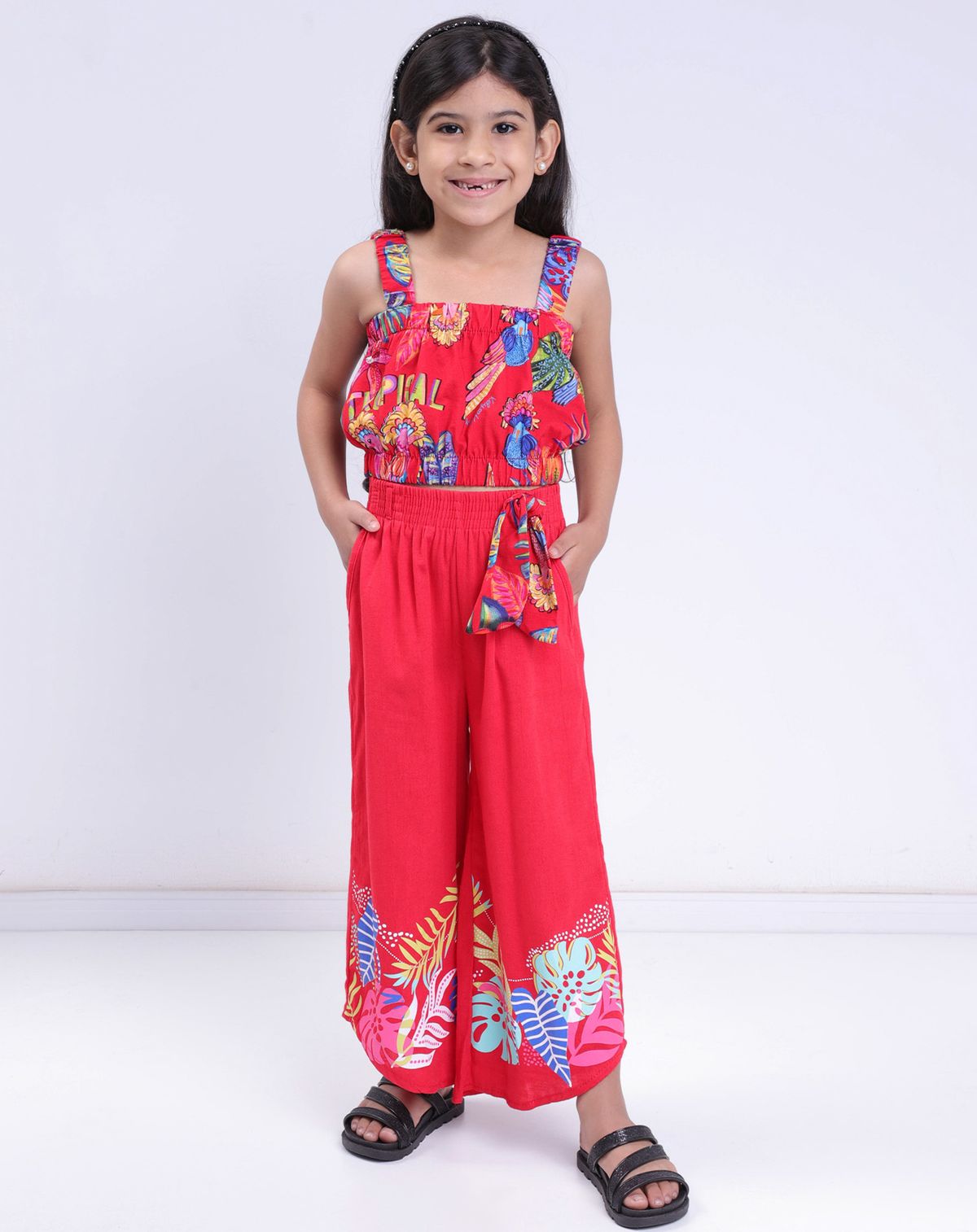 Conjunto Regata Infantil Menina Estampa Floral - Tam. 4 a 8 Anos vermelho - 4