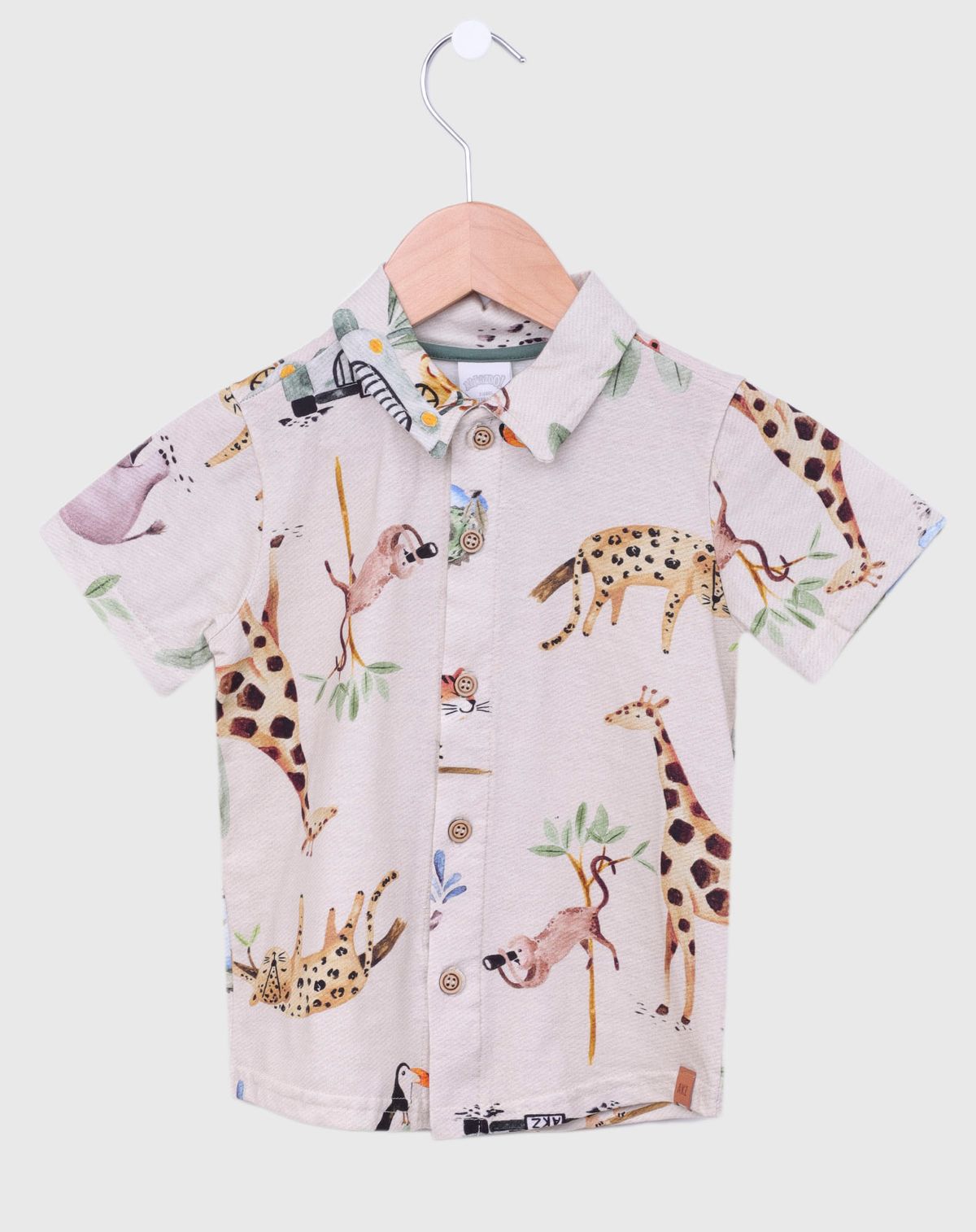 Camisa Infantil Menino Estampa Safari - Tam. 1 a 3 Anos bege - 2