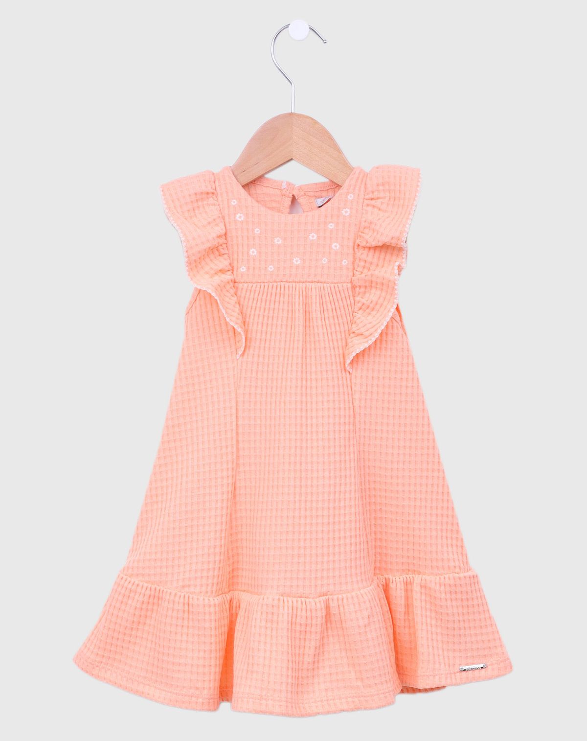 Vestido Infantil Xadrez com Babado - Tam. 1 a 3 anos laranja - 2