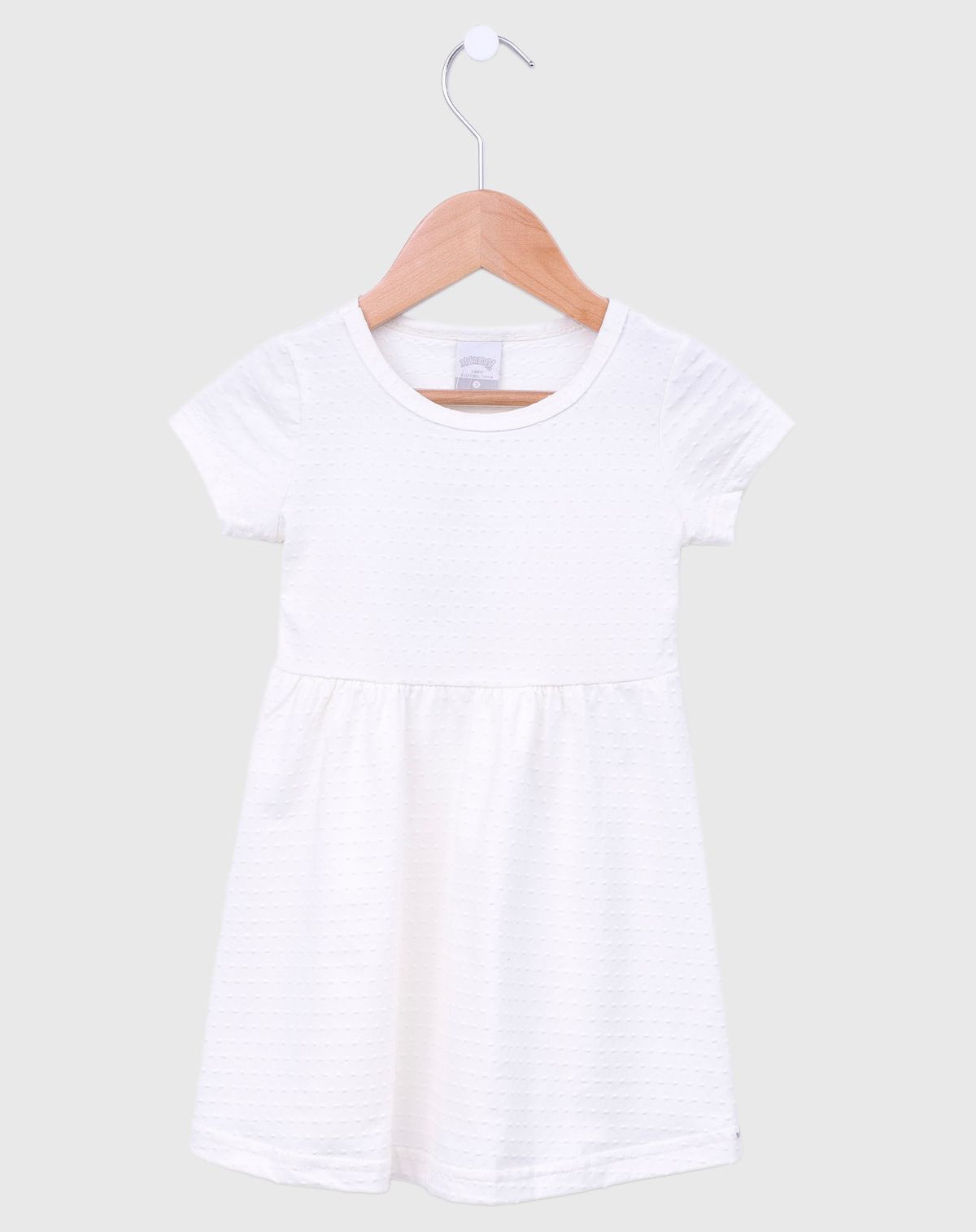 Vestido Manga Curta Infantil Menina Textura Poá - Tam. 1 A 3 Anos off white - 1