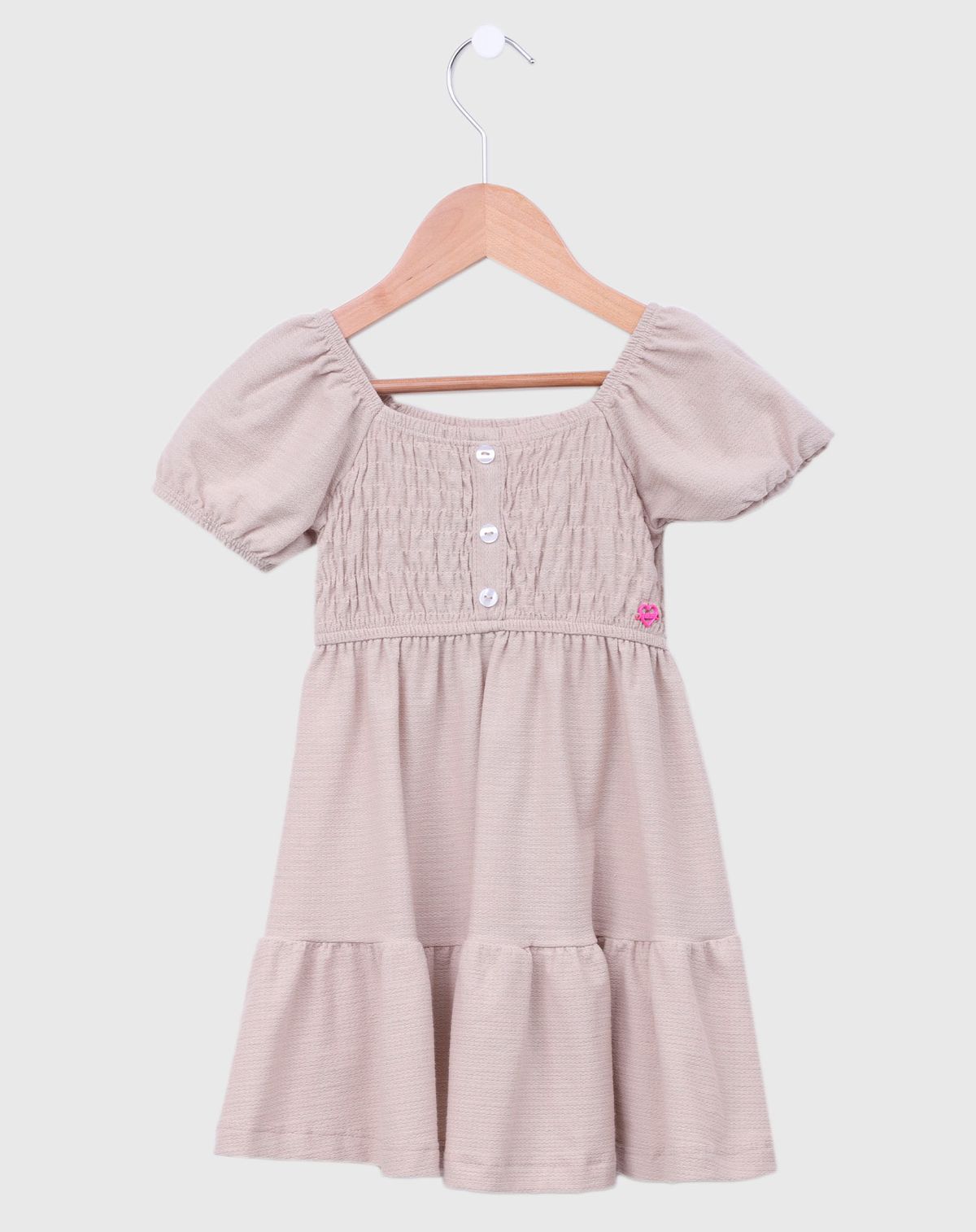 Vestido Manga Bufante Infantil Malha Florence -Tam. 1 a 3 Anos bege - 1