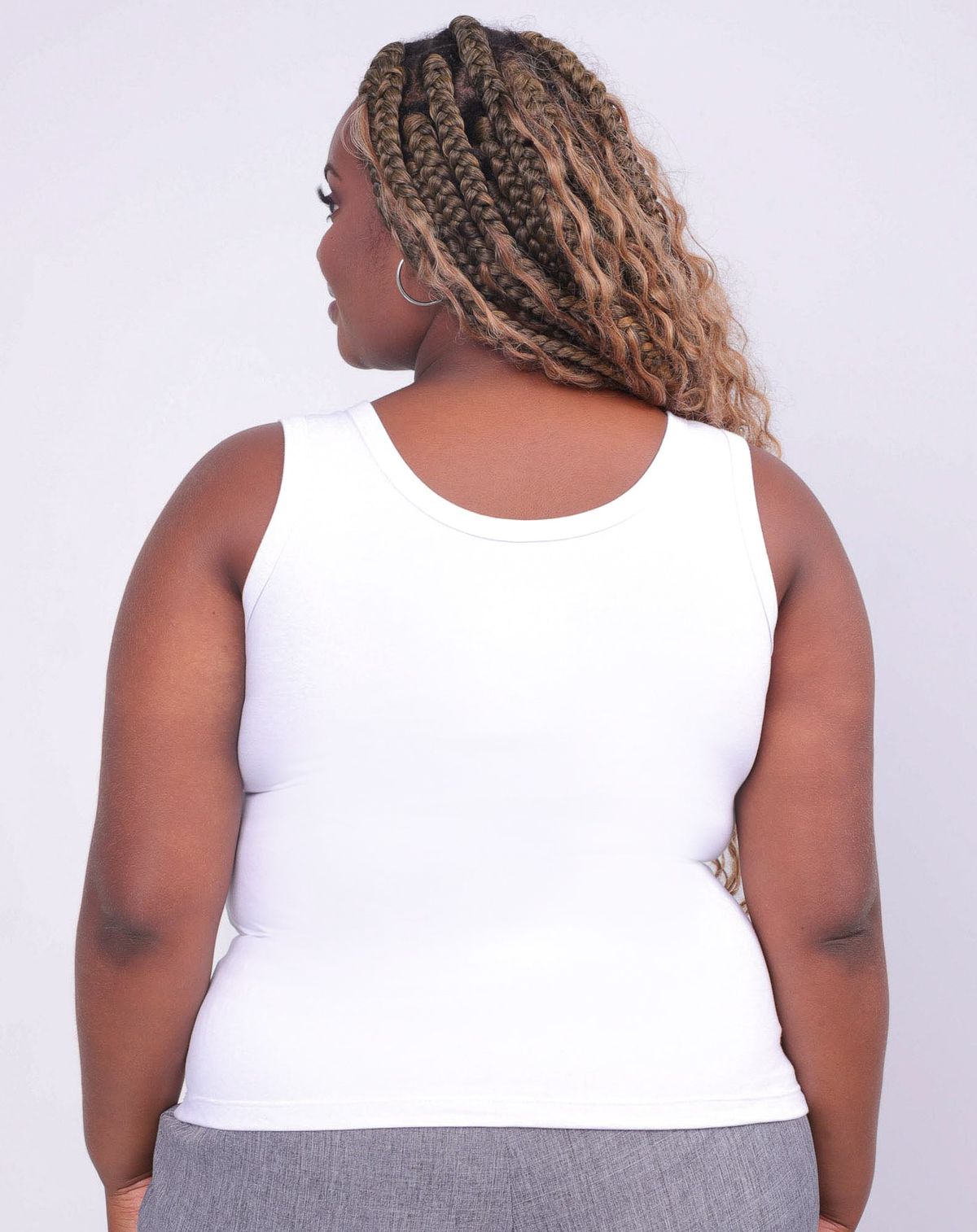 Regata Plus Size Feminina Básica branco - g2