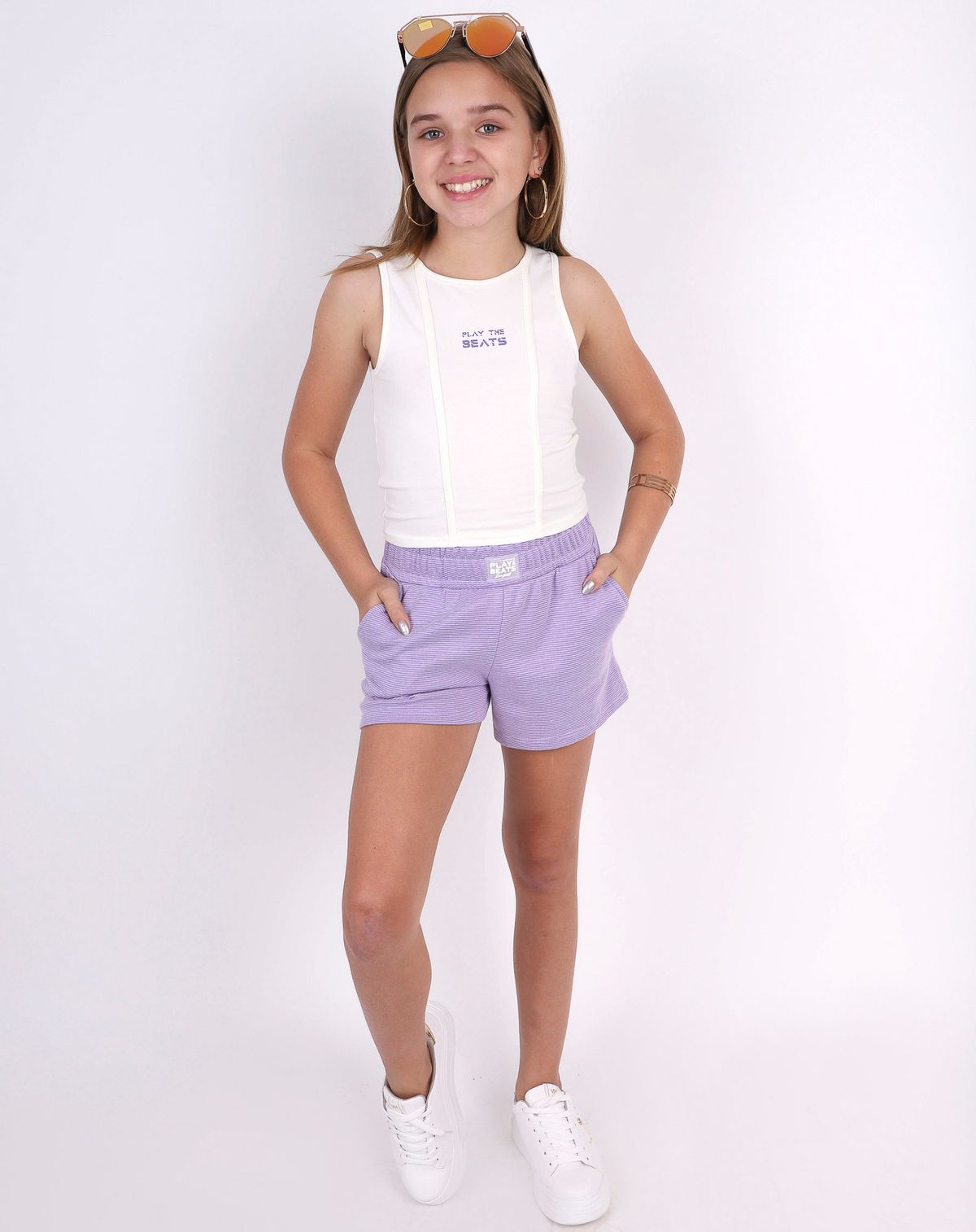 Conjunto Juvenil Menina  Play The Beats - Tam 10 a 16 Anos off white - 10