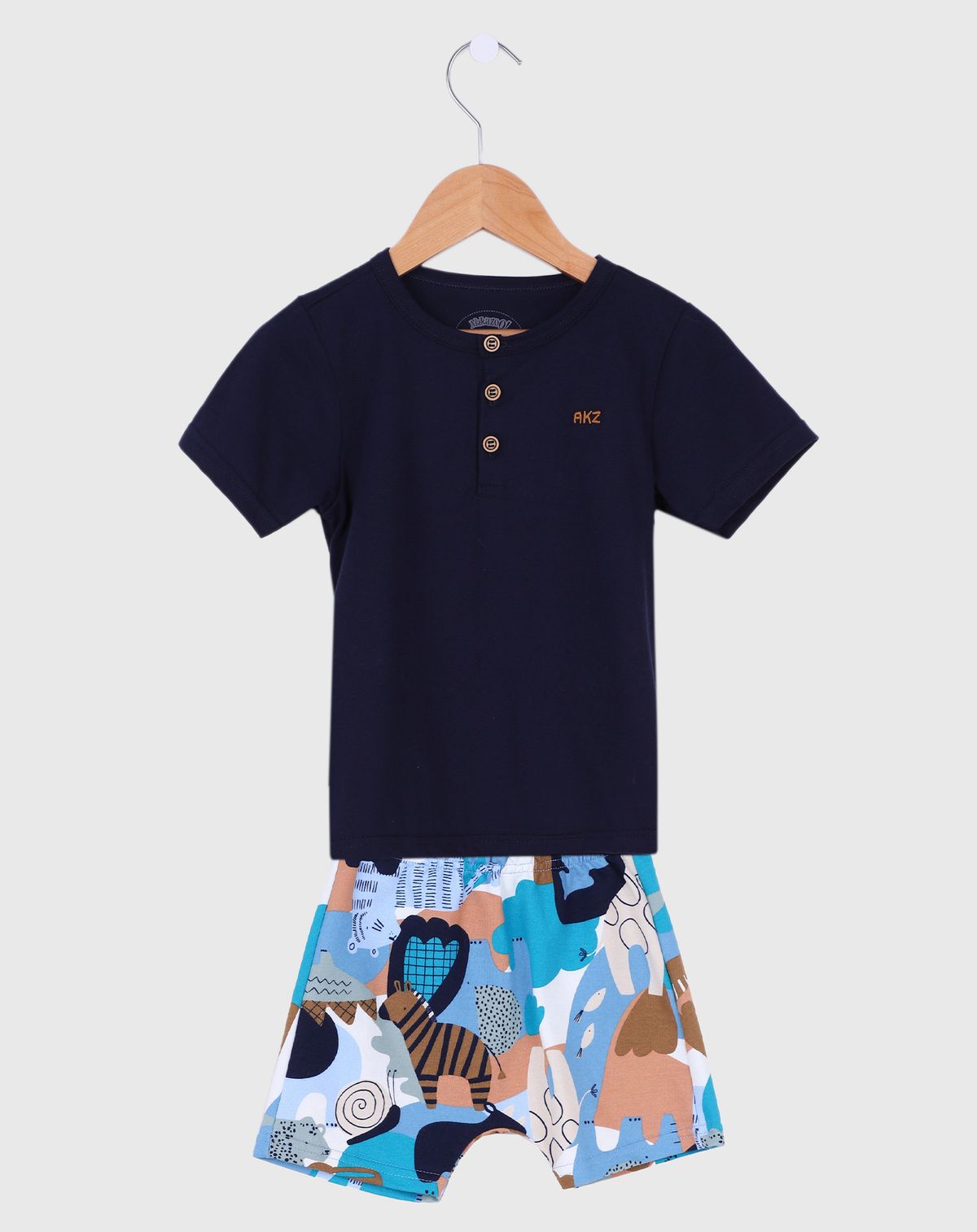 Conjunto Infantil Menino com Camiseta Gola Padre - Tam 1 a 3 marinho - 1