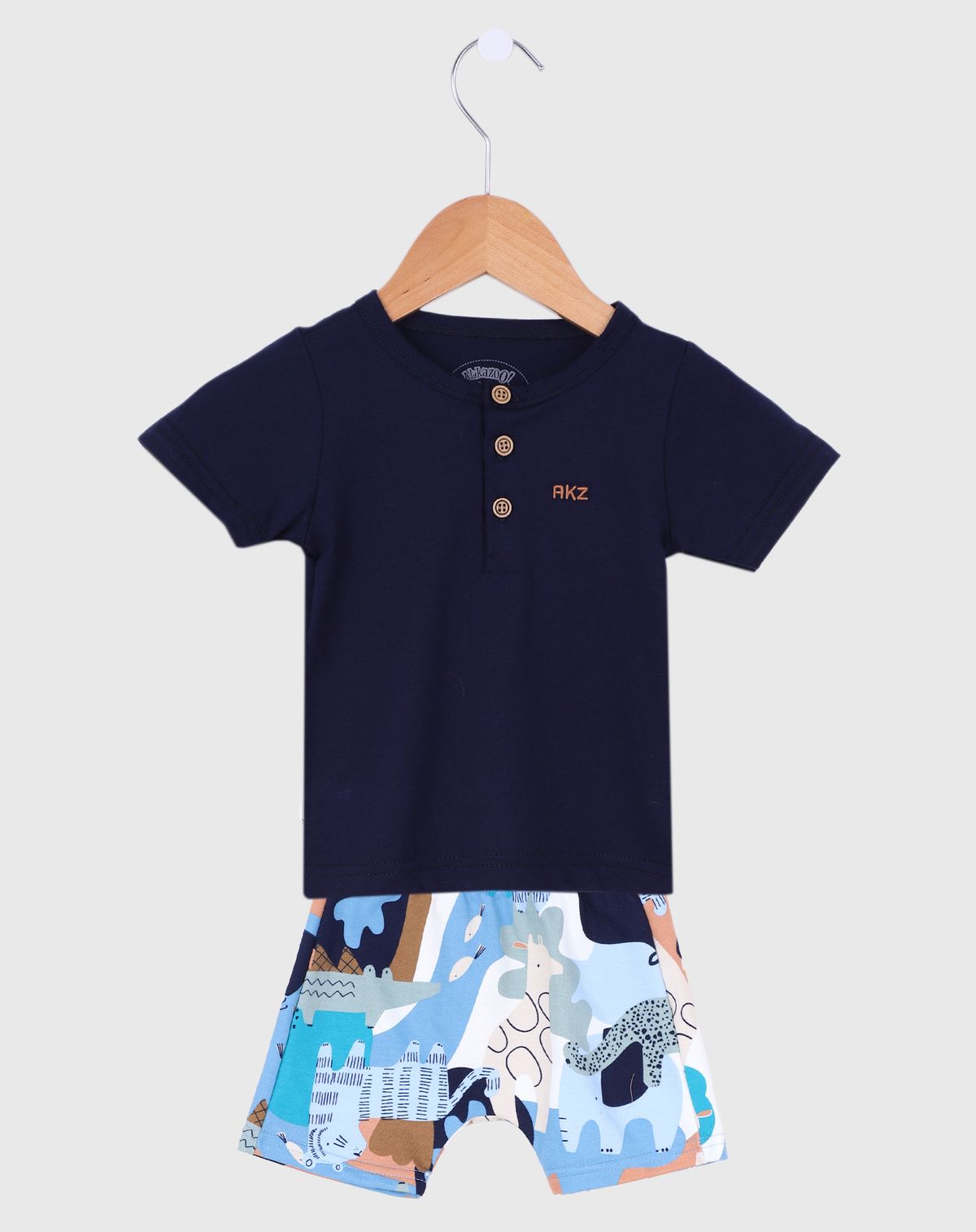 Conjunto Bebê Menino Camiseta Gola Padre marinho - p