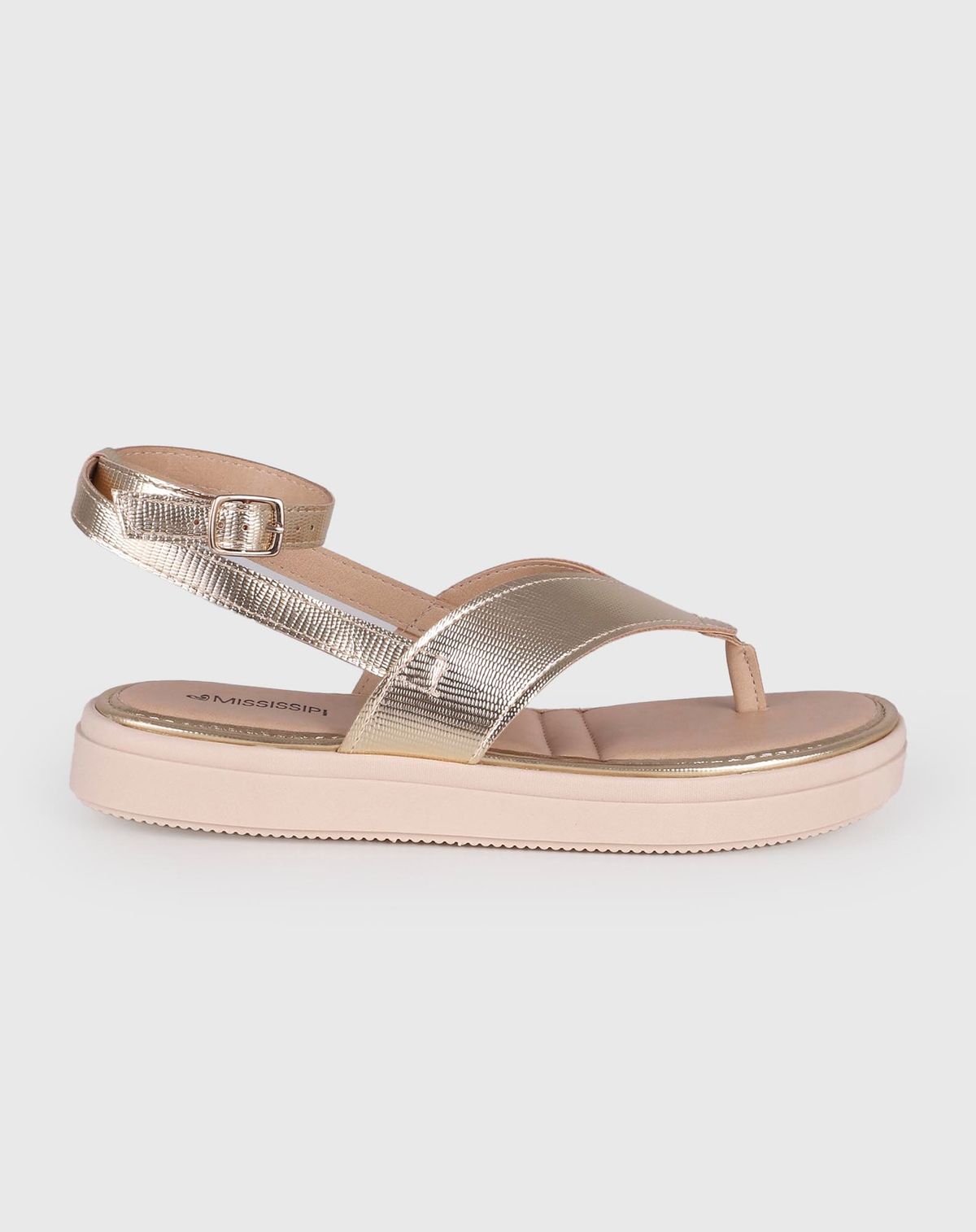 Sandália Flatform Feminina Mississipi Tiras ouro light - 34