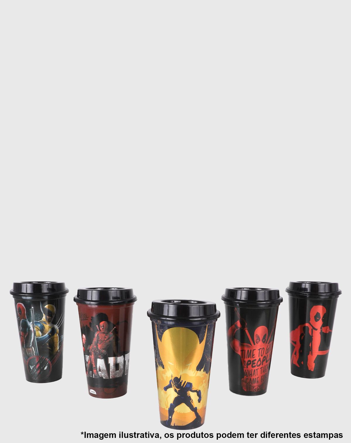 Copo Deadpool Wolverine 500ml com Tampa Design Exclusivo Marvel unica - u