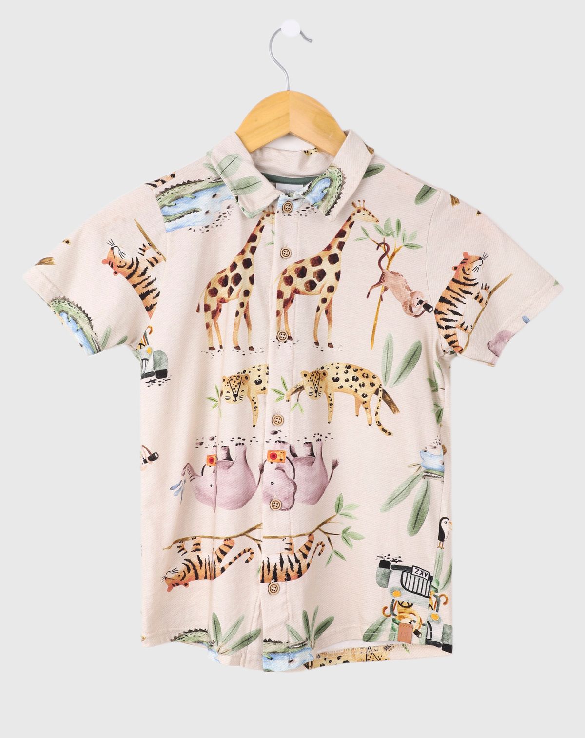 Camisa Infantil Menino Floresta - Tam 4 a 8 bege - 4