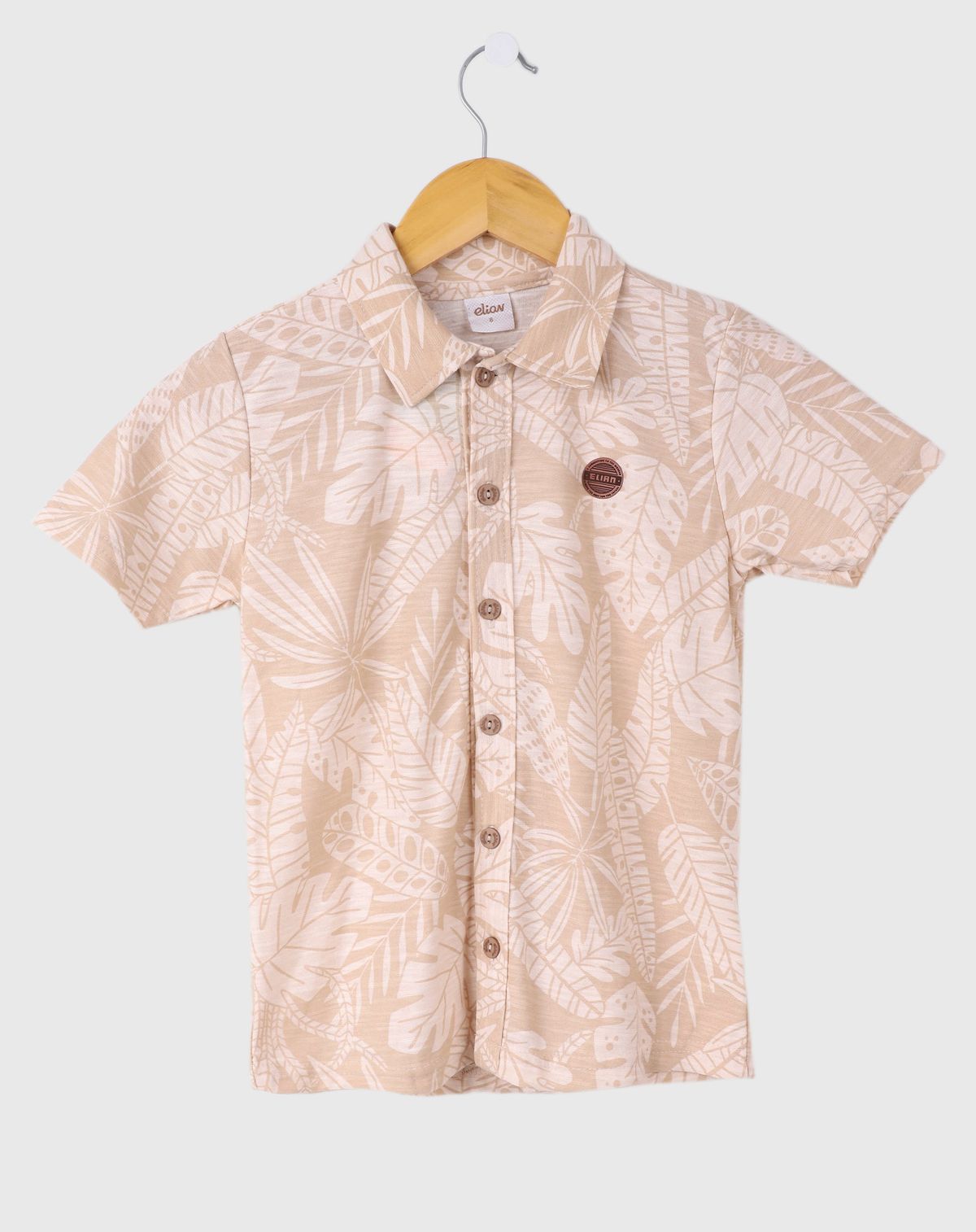 Camisa Floral Infantil Menino - Tam 4 a 8 Anos bege - 4