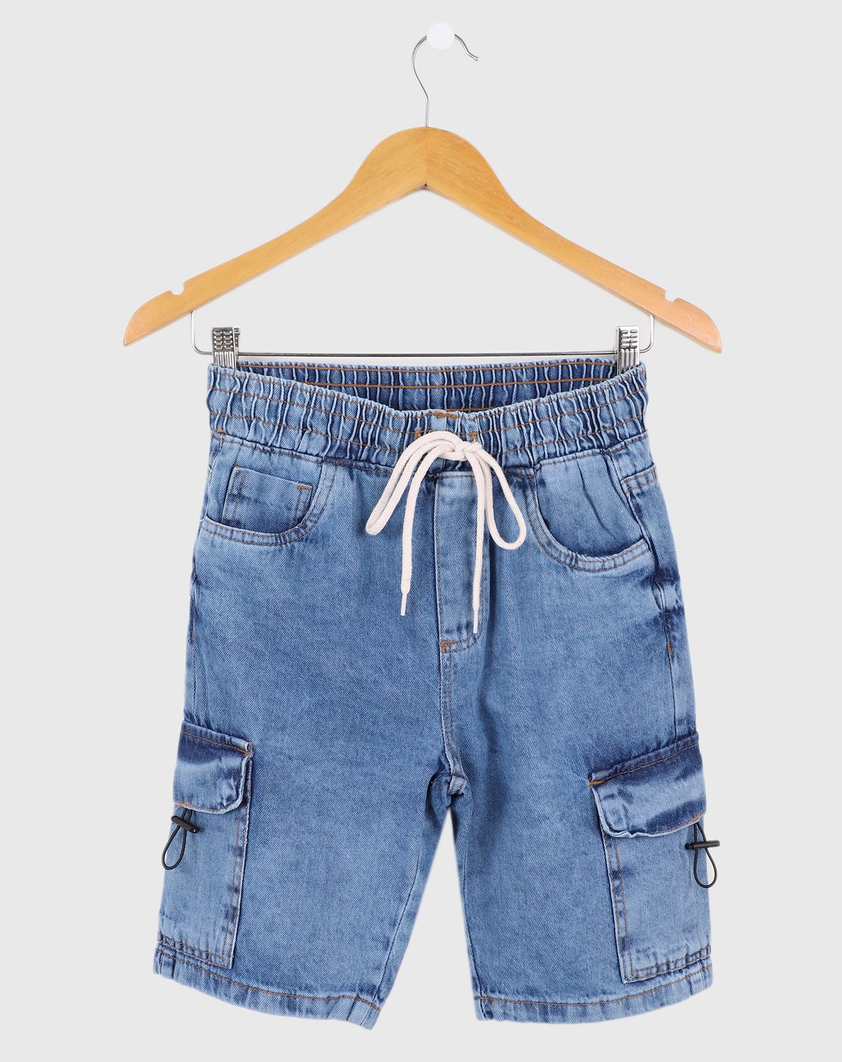 Bermuda Juvenil Cargo com Cordão Estonada jeans - 10