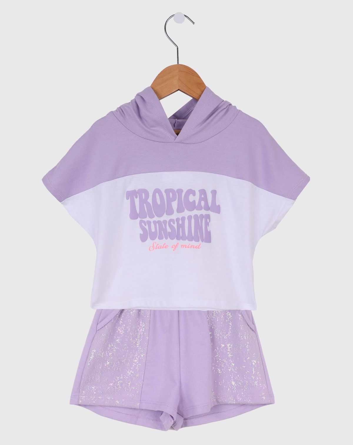 Conjunto Infantil Menina Capuz - Tam. 4 a 10 Anos lilas - 4