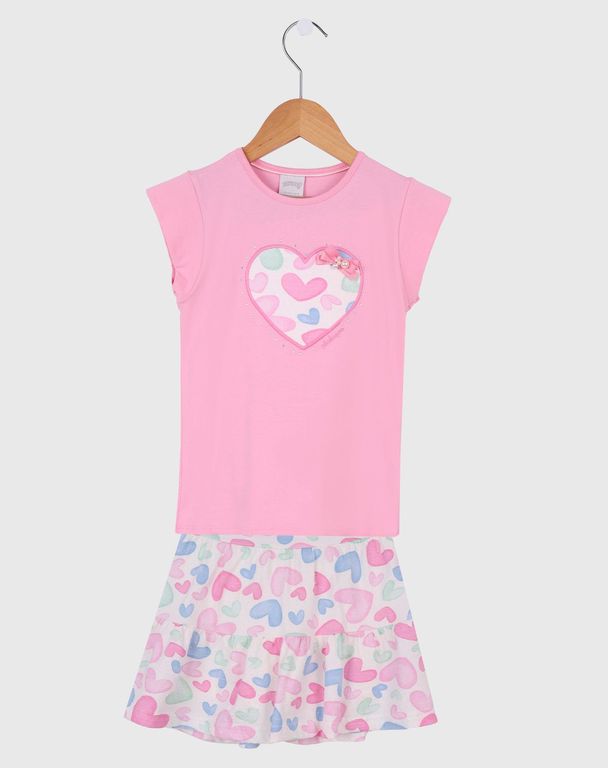 Conjunto Infantil Menina Estampado Coração Tam. 4 a 8 anos rosa - 4