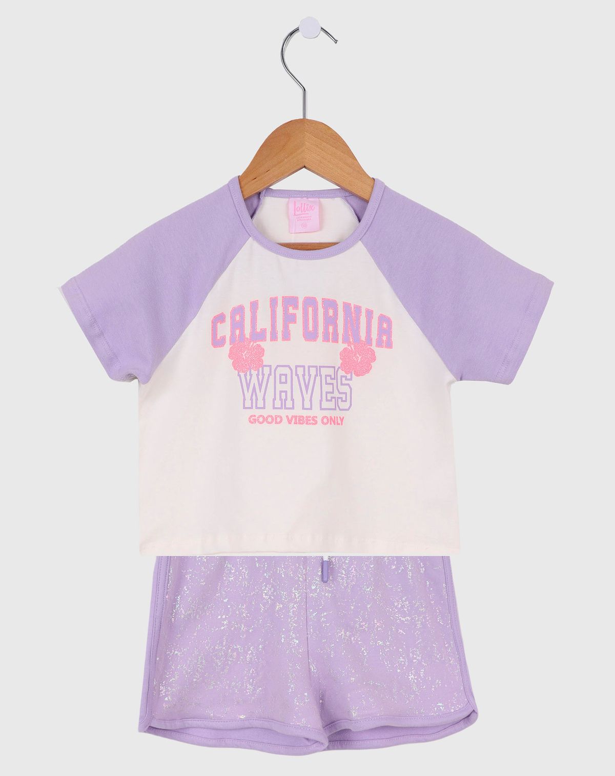 Conjunto Curto Infantil Menina Estampa California - Tam. 4 a 10 Anos lilas - 4