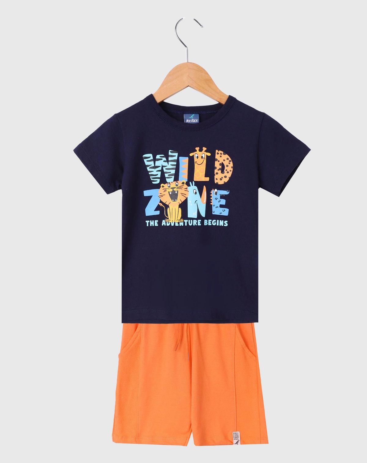 Conjunto Curto Infantil Menino Estampa Wild Zone - Tam. 1 a 3 Anos marinho - 1