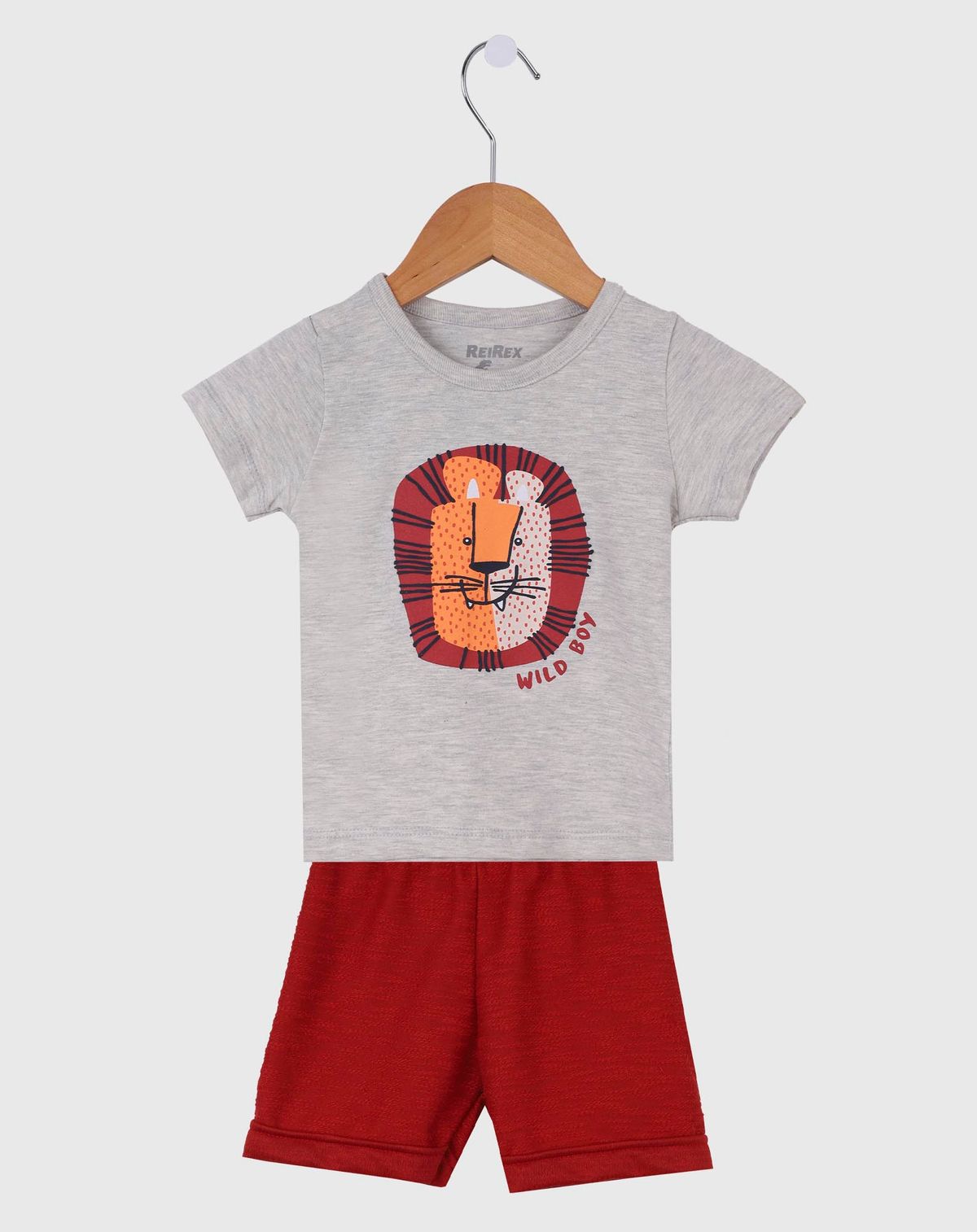 Conjunto Curto Bebê Menino Estampa Leão mescla - p