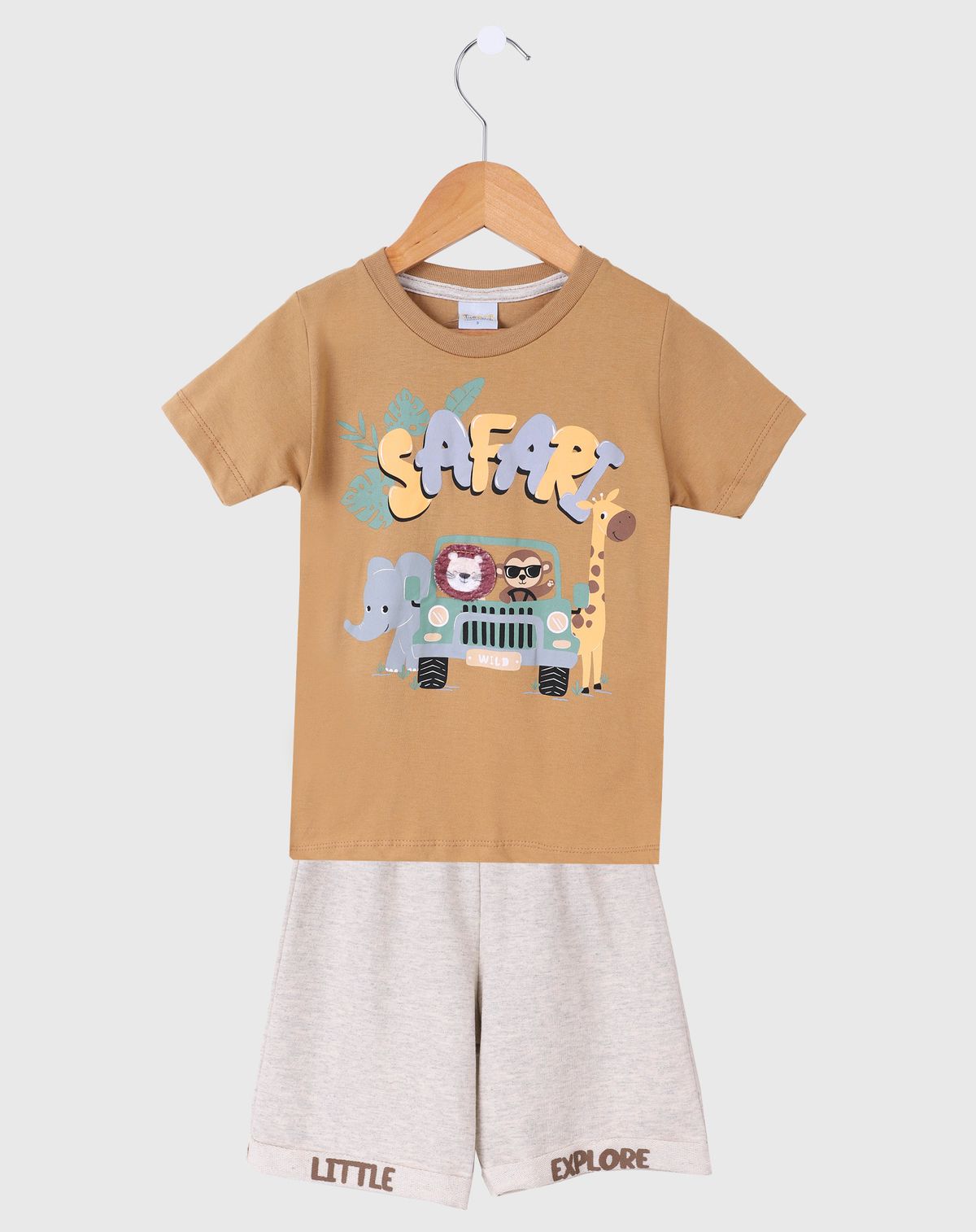 Conjunto Infantil Menino Estampa Safari - Tam. 1 a 3 Anos mostarda - 1