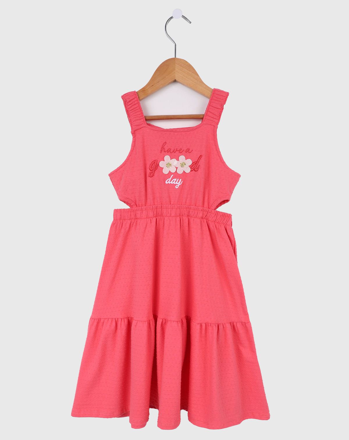 Vestido Regata Infantil Menina Recorte Cut Out - Tam. 4 a 10 Anos coral - 4