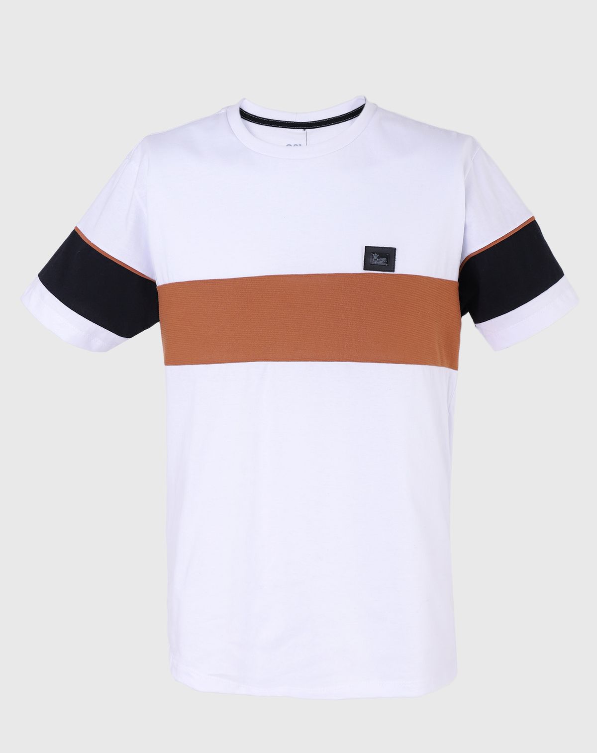 Camiseta Manga Curta Masculina Recortes Contrastantes branco - p