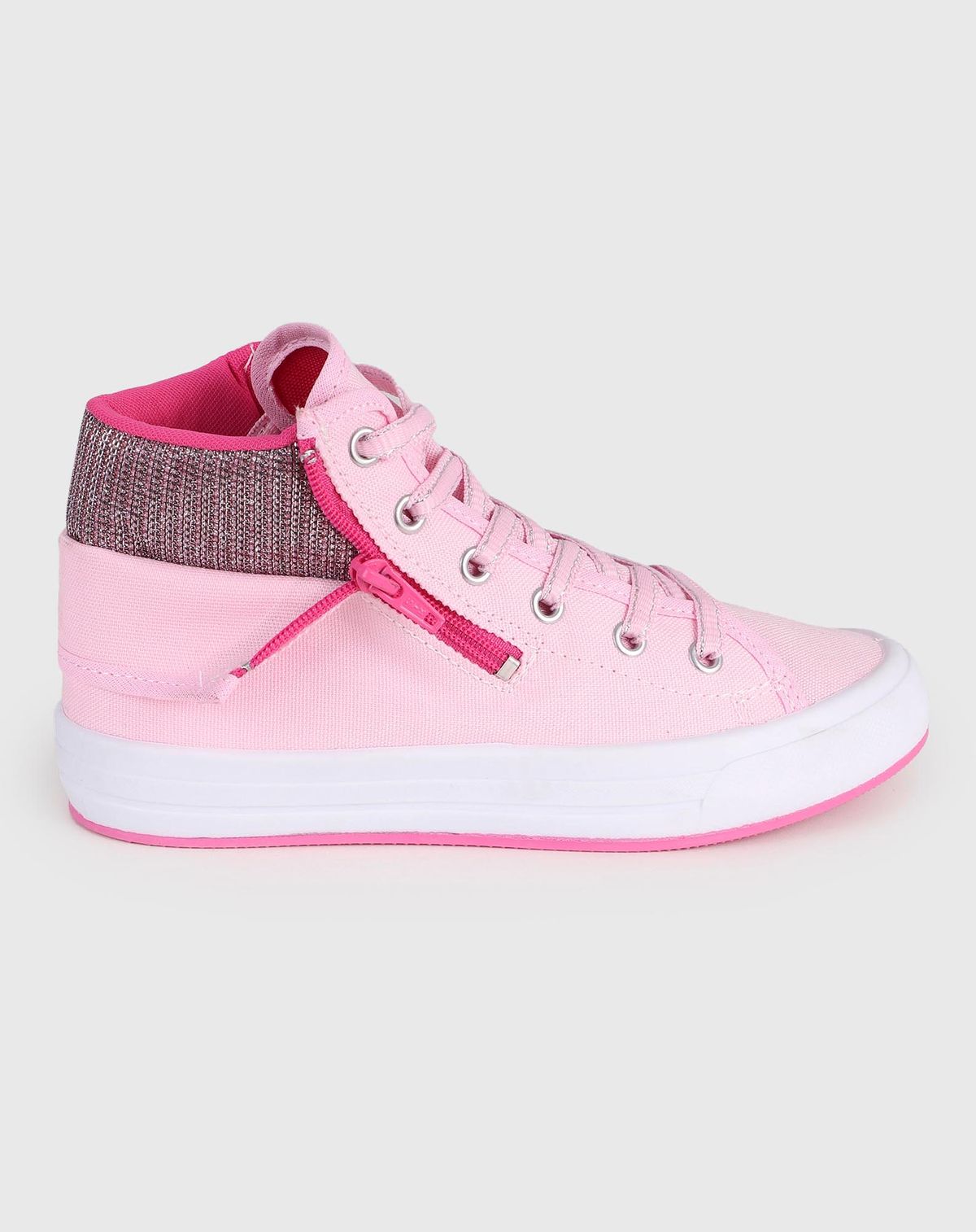 Tênis Infantil Cano Alto Menina com Zíper Lateral rosa/pink - 32