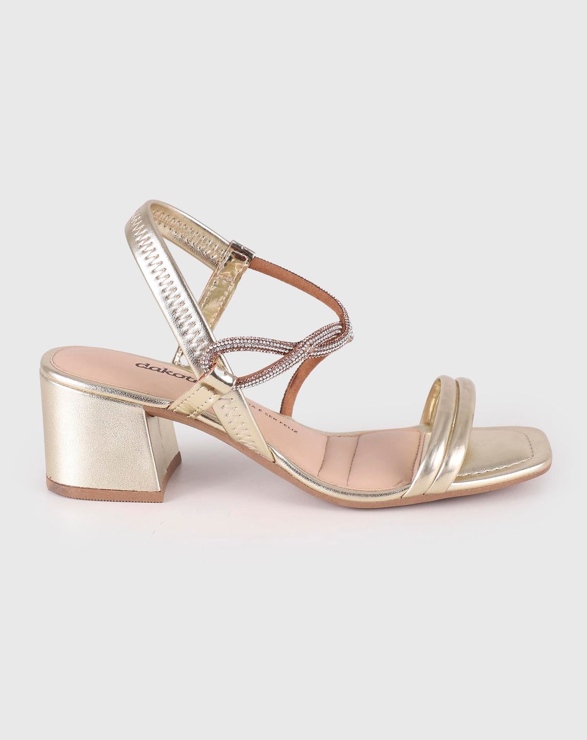 Sandalia Dakota Salto Bloco Grosso Feminino Casual champagne - 35