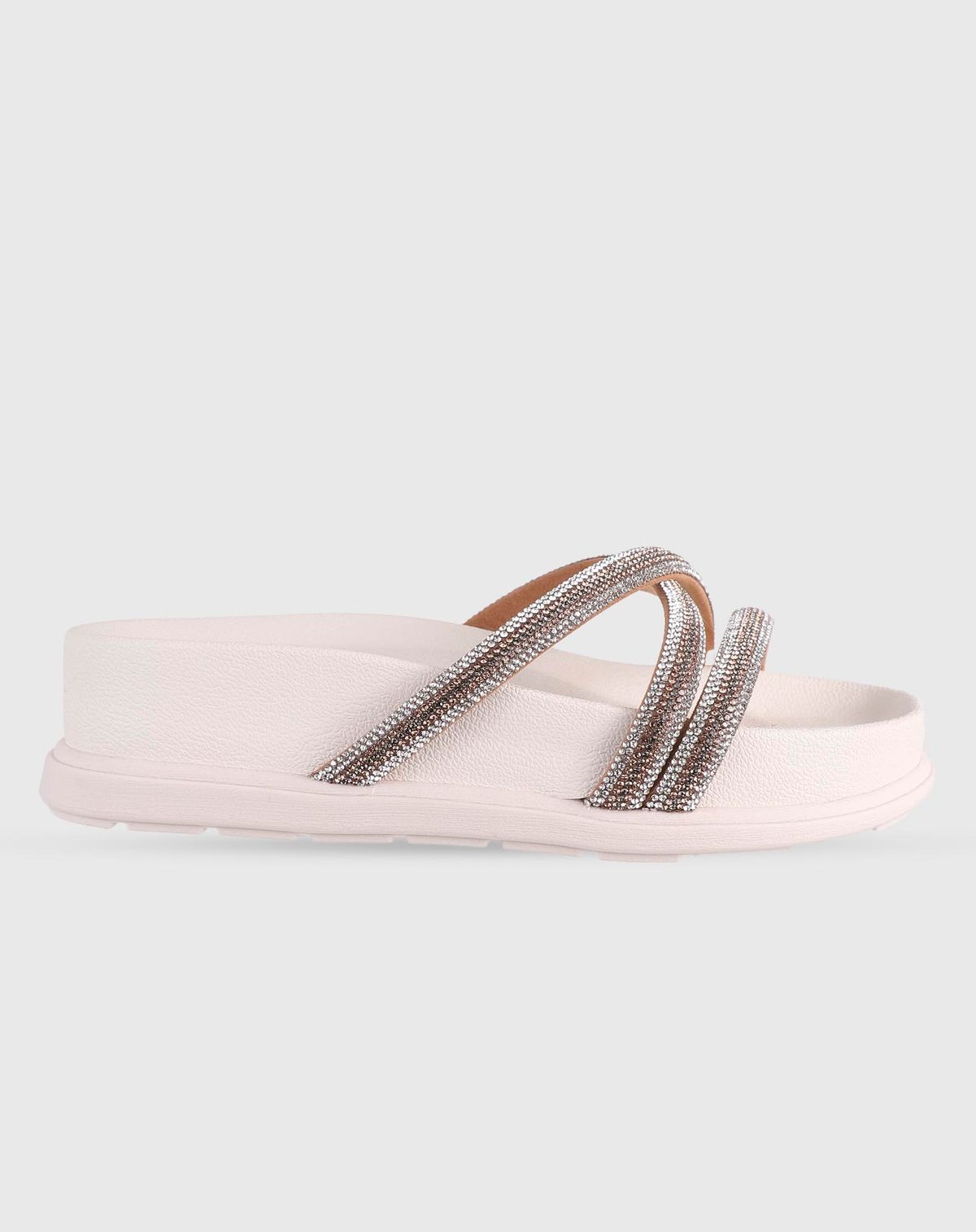 Sandália Flatform Feminina Beira Rio Tiras Strass branco off - 35