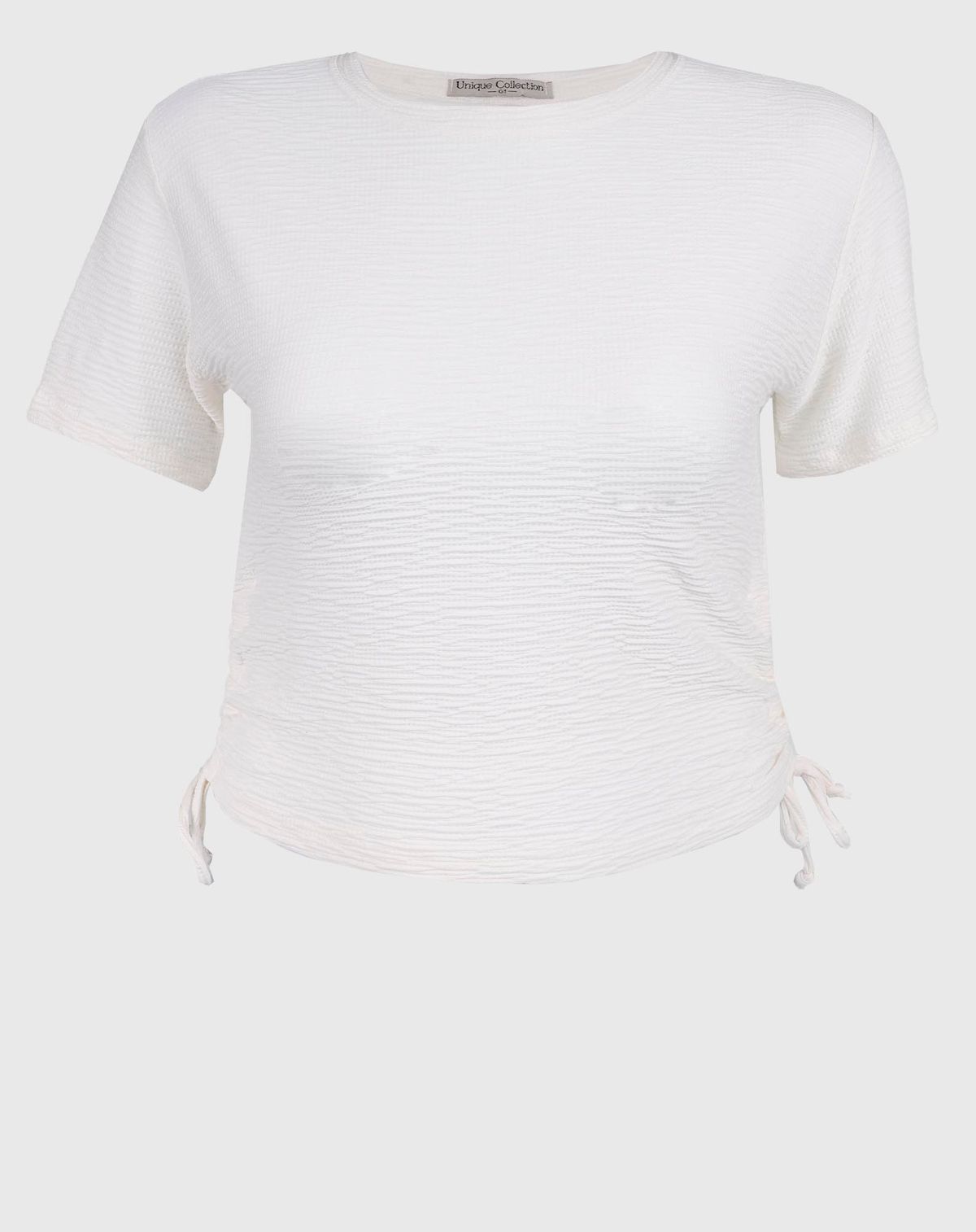 Camiseta Cropped Plus Size Feminino Ajustes Laterais off white - g1