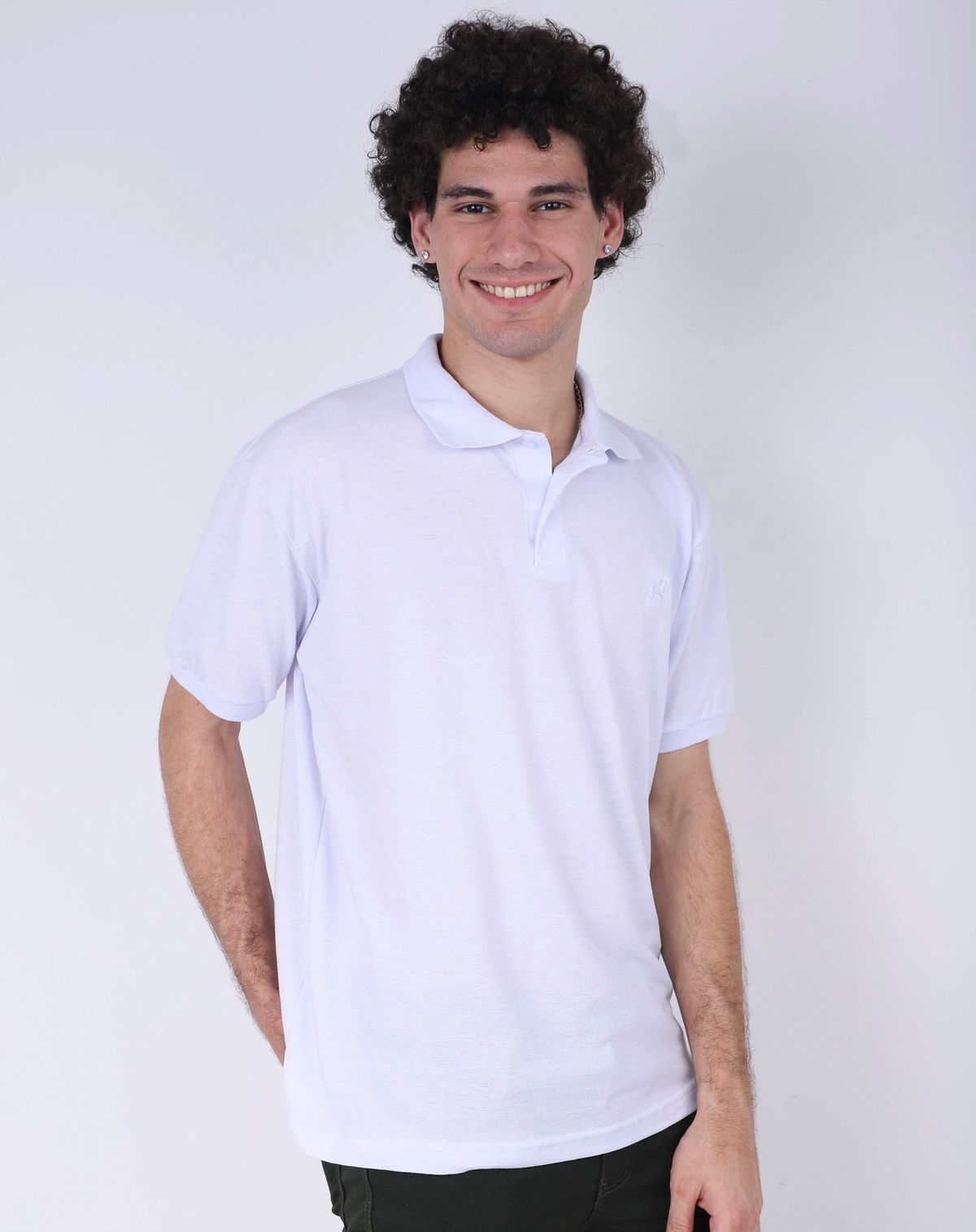 Camisa Polo Manga Curta Masculina Básica branco - p